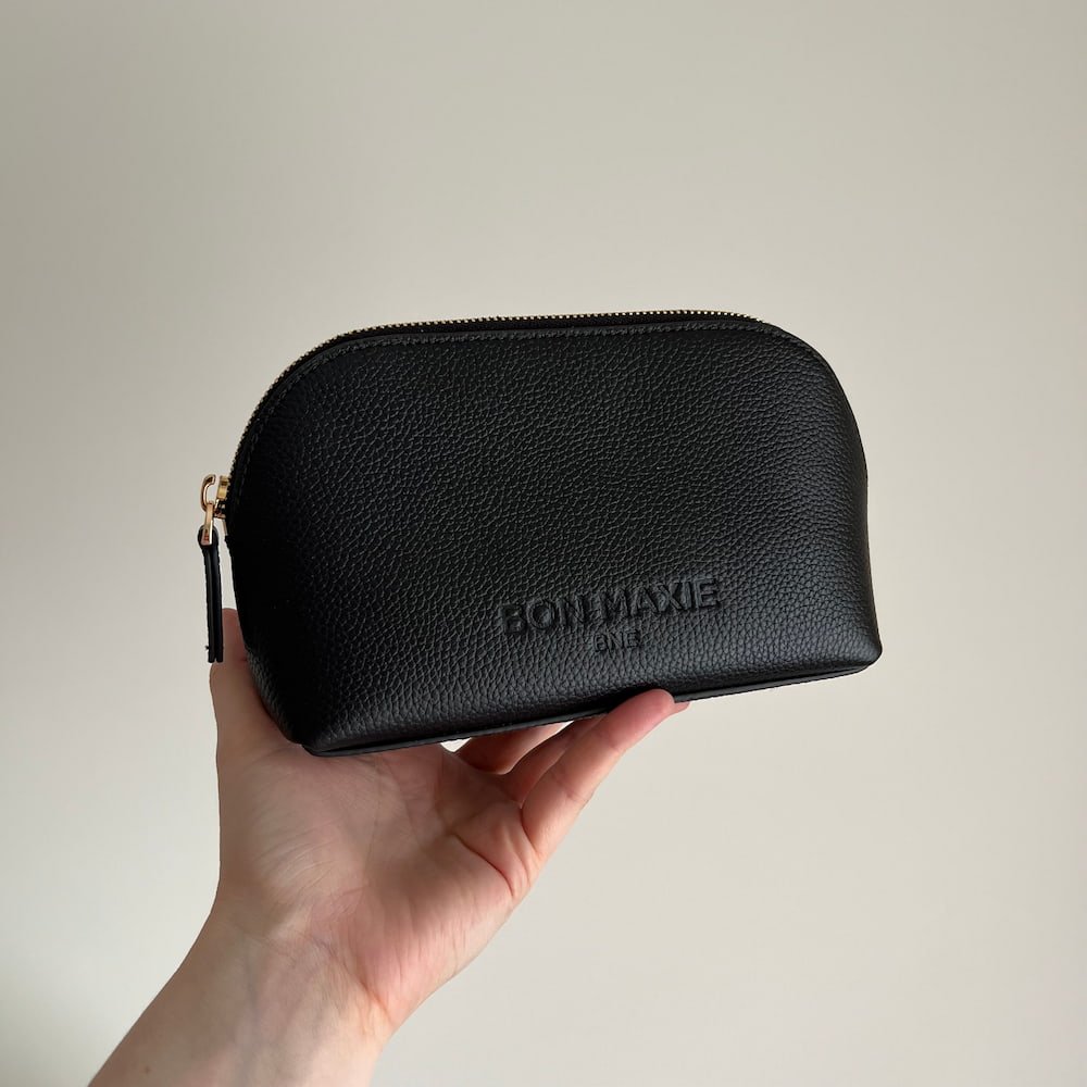 Premium Black Leather Makeup Case - Travel Cosmetic Organizer for Women | Perfect for Home Storage & On-the-Go Beauty Essentials
