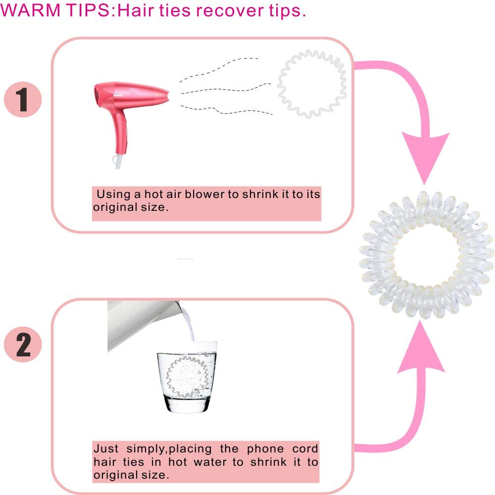 No Crease Spiral Hair Ties - Traceless Phone Cord Hair Coils for Workout & Swimming