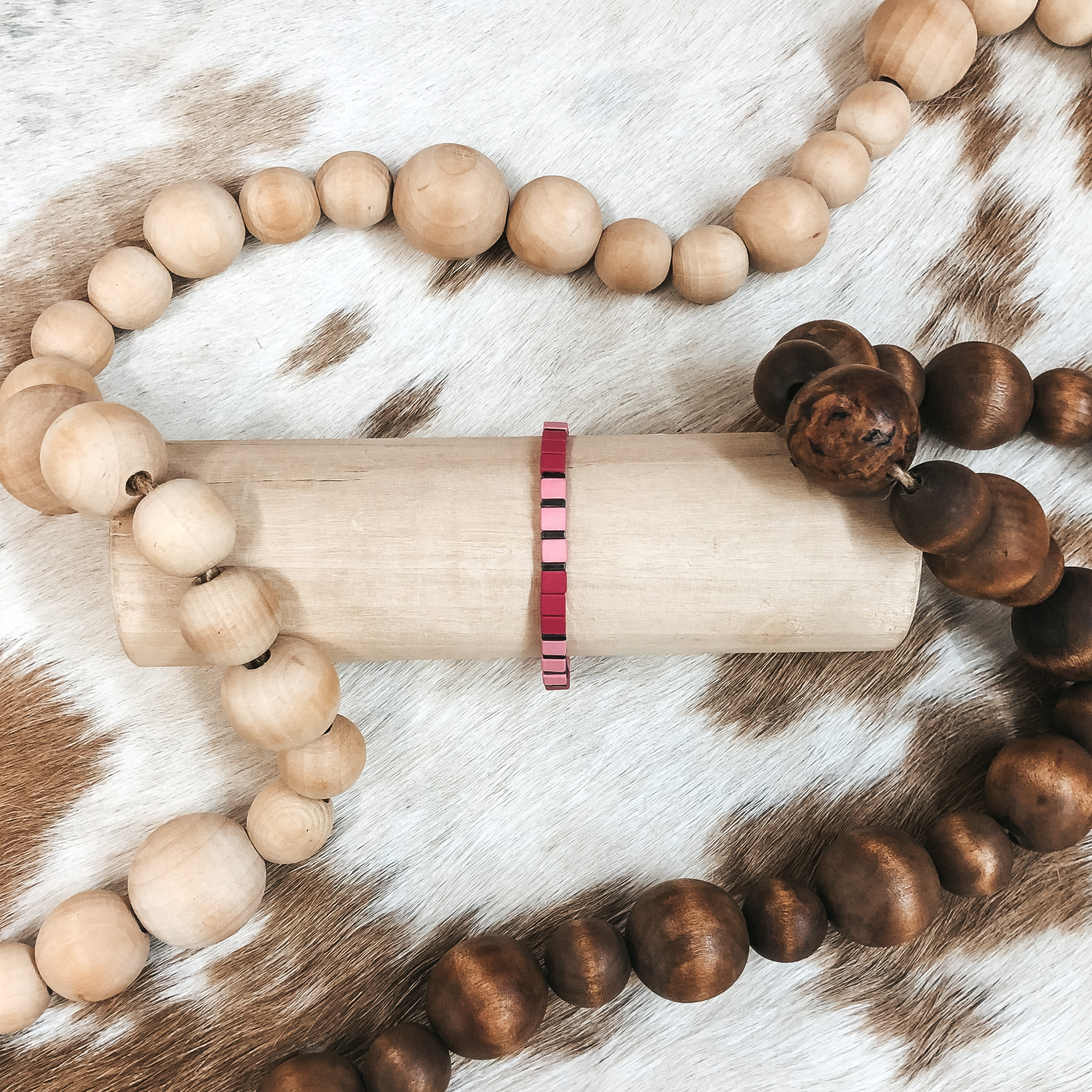 Matte Skinny Square Bracelet in Pink - Minimalist Dainty Jewelry for Women - Perfect for Everyday Wear, Office & Casual Outfits