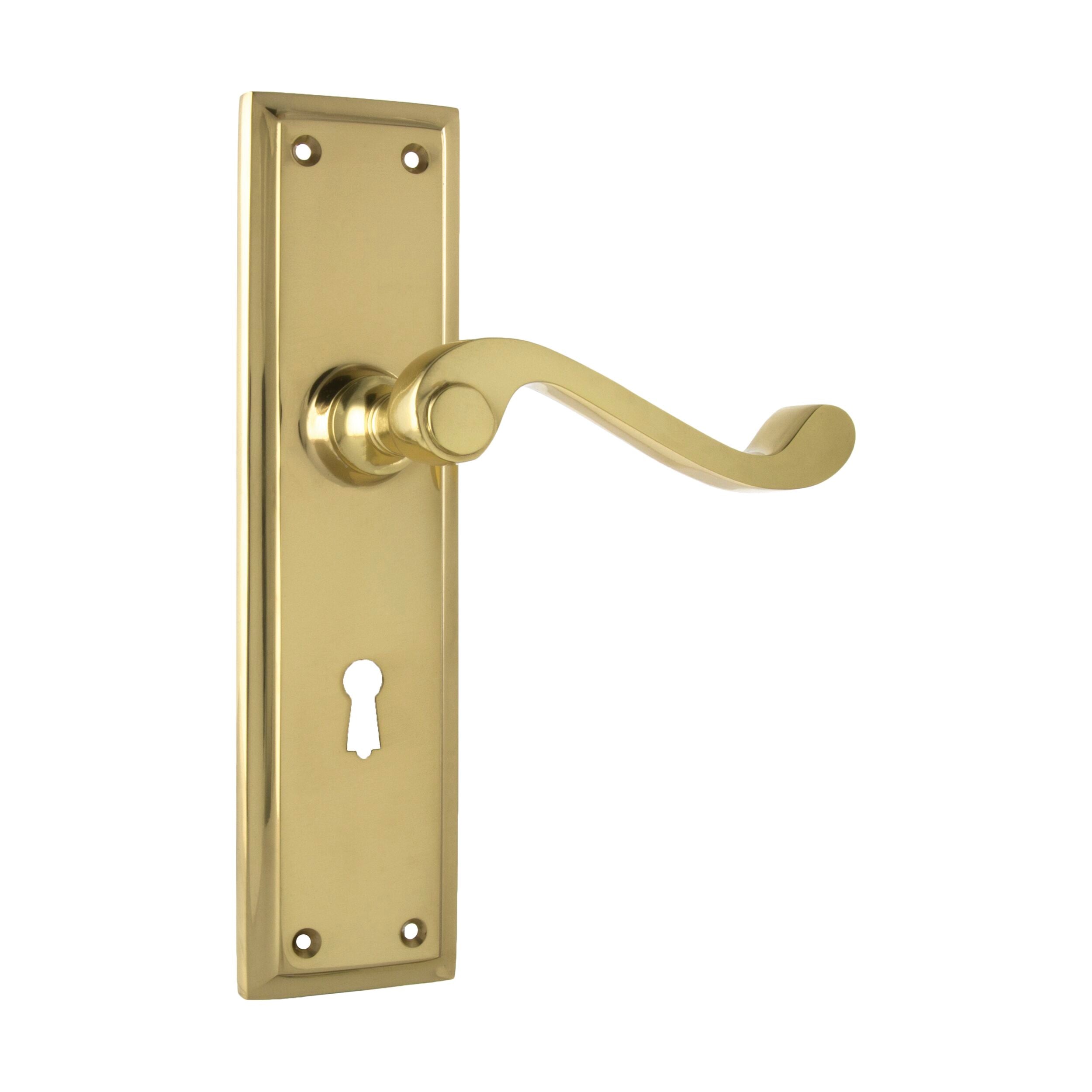 Milton 1005 Door Lever Lock Pair - Polished Brass Finish - H200xW50xP68mm - Ideal for Residential & Commercial Doors