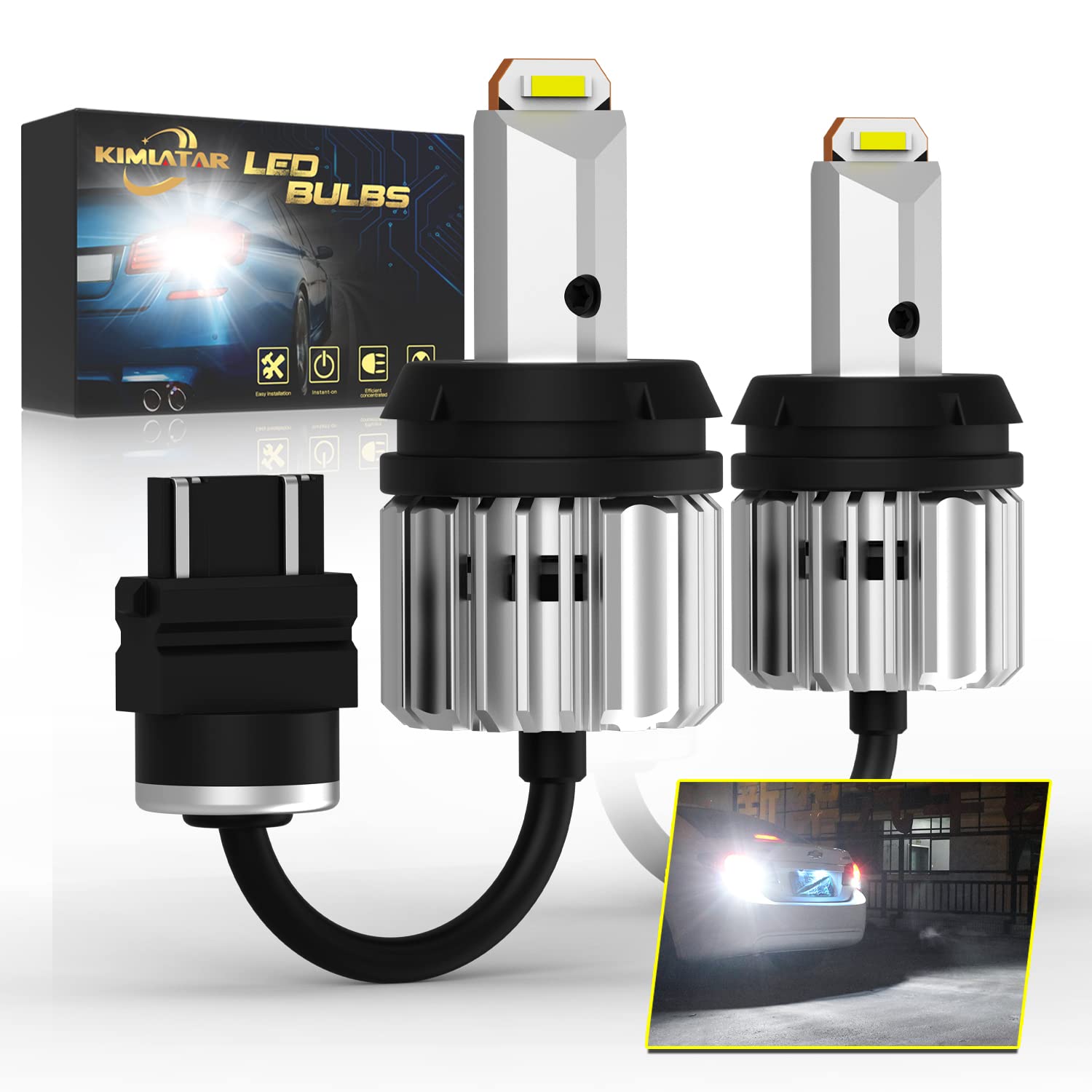 3157 LED Bulb Reverse Light - CANBUS Error Free, 6-SMD CSP, 300% Brighter (6500K White) - Pack of 2 - Perfect for Truck, SUV, Car Backup Lights & Nighttime Reversing Safety