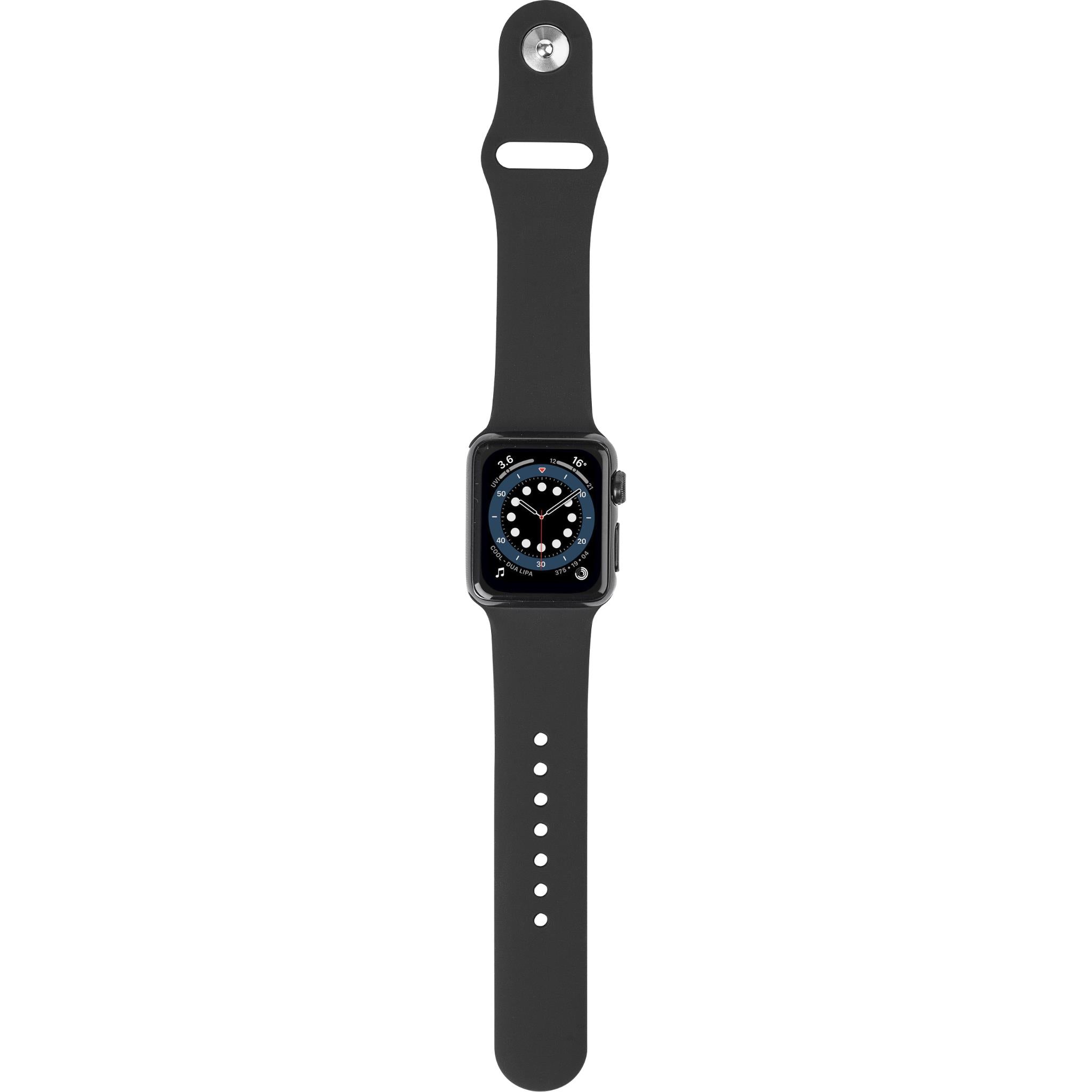 3sixT Durable Silicone Band for Apple Watch Series 7/6/5/4/SE [42mm/44mm] - Black Sport Strap - Comfortable & Sweatproof Replacement Watch Band for Workout, Running & Daily Wear
