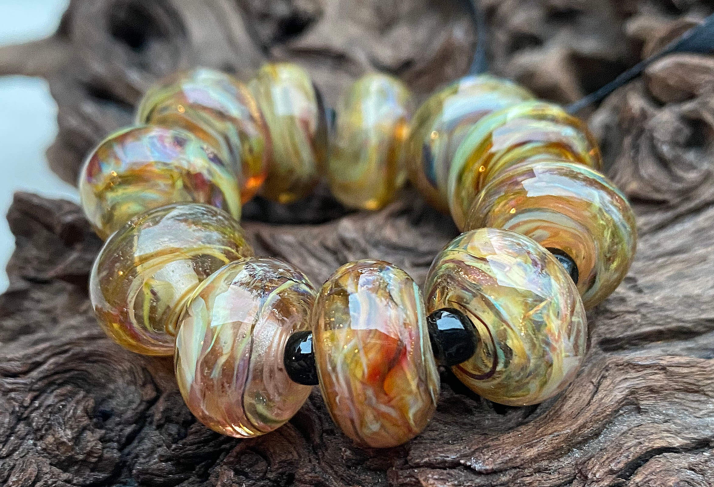 11-Piece Strawberry Color Pop Multicolor Lampwork Glass Beads Set for Jewelry Making, DIY Crafts, and Bracelet Designs - SRA