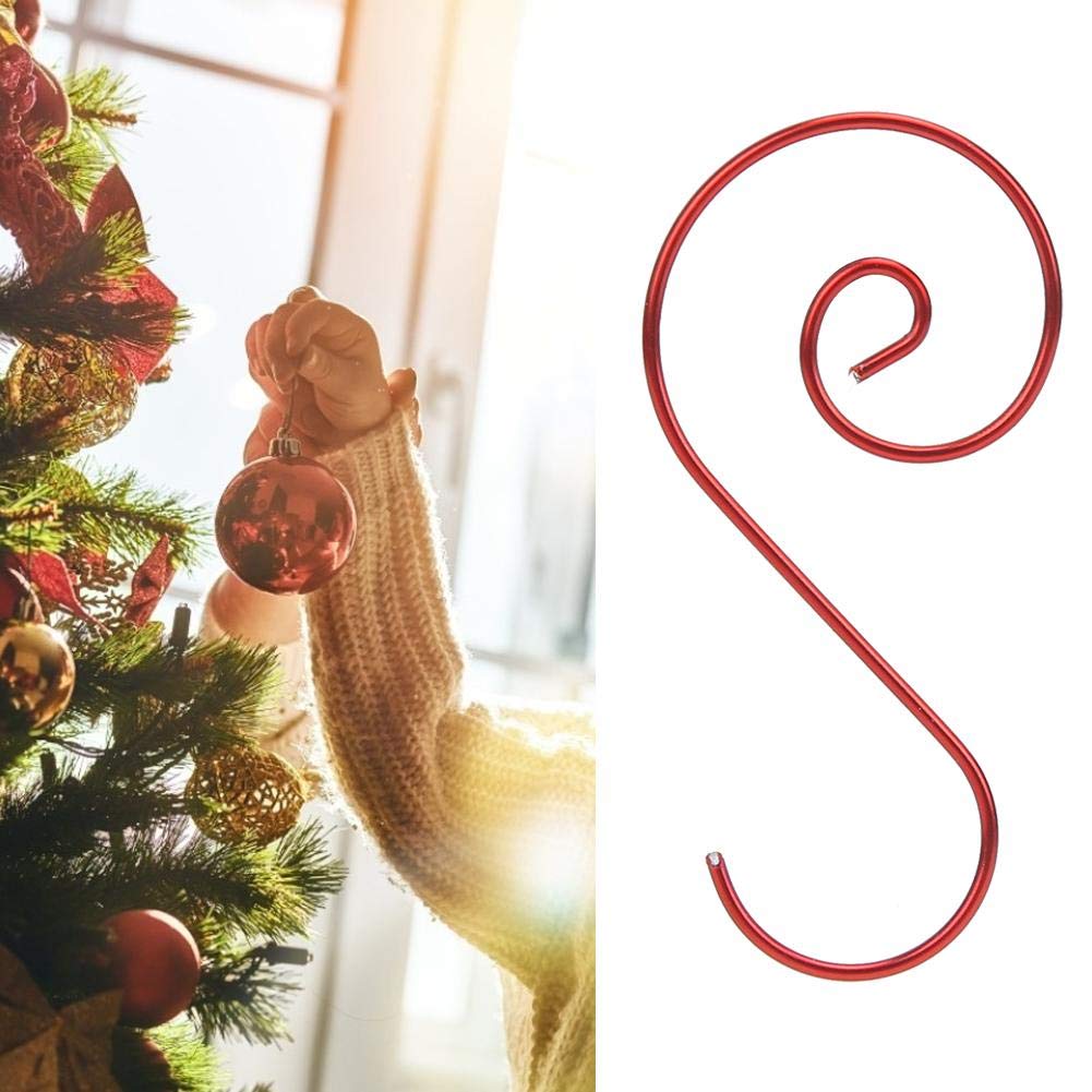 FastUU Ornament Hooks - Multi-Purpose Metal S-Shaped Hooks for Christmas Tree Decorations, Xmas Ornament Hangers (Red) - Perfect for Home, Office & Holiday Decorating