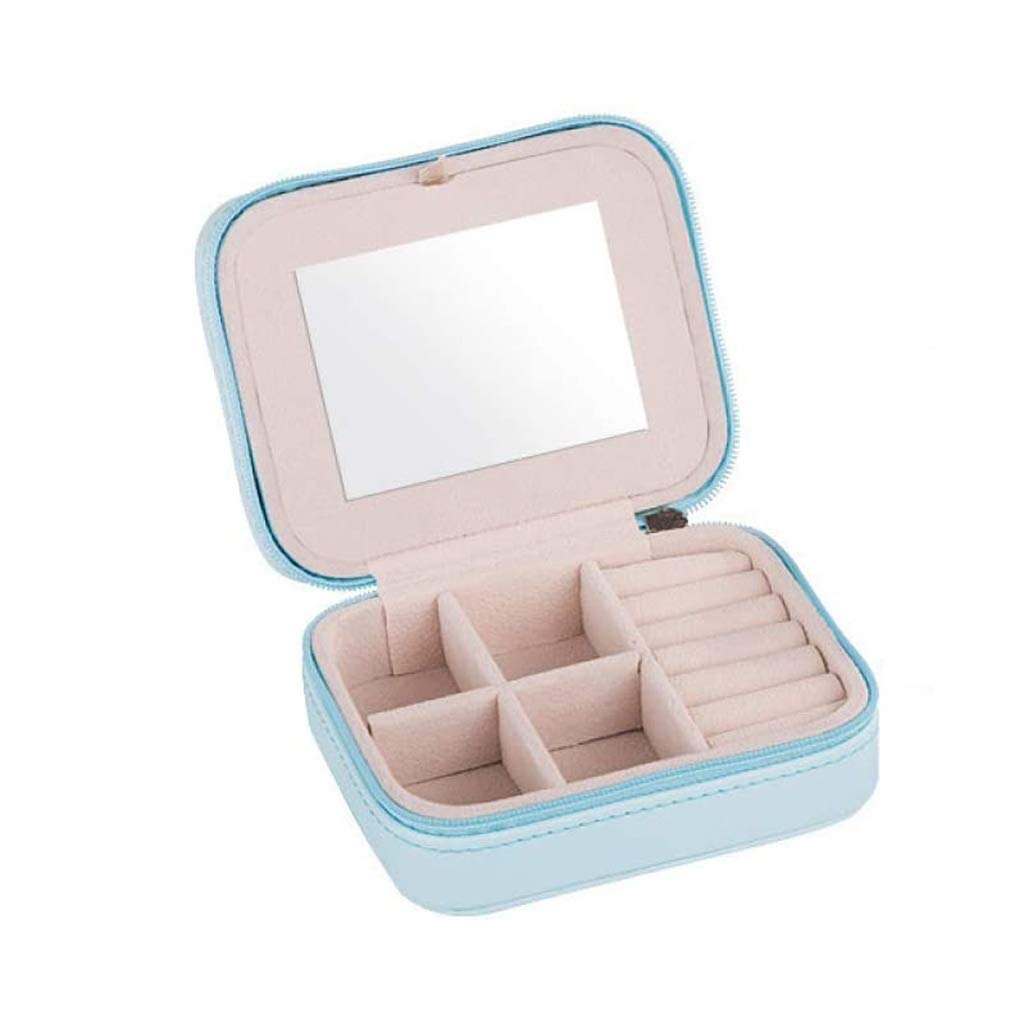 XJJZS Small Travel Jewelry Box - Portable Mini Organizer & Display Storage Case for Rings, Earrings, Necklaces - Perfect Gift for Women & Girls (Blue) - Ideal for Travel, Home Storage & Gift Giving