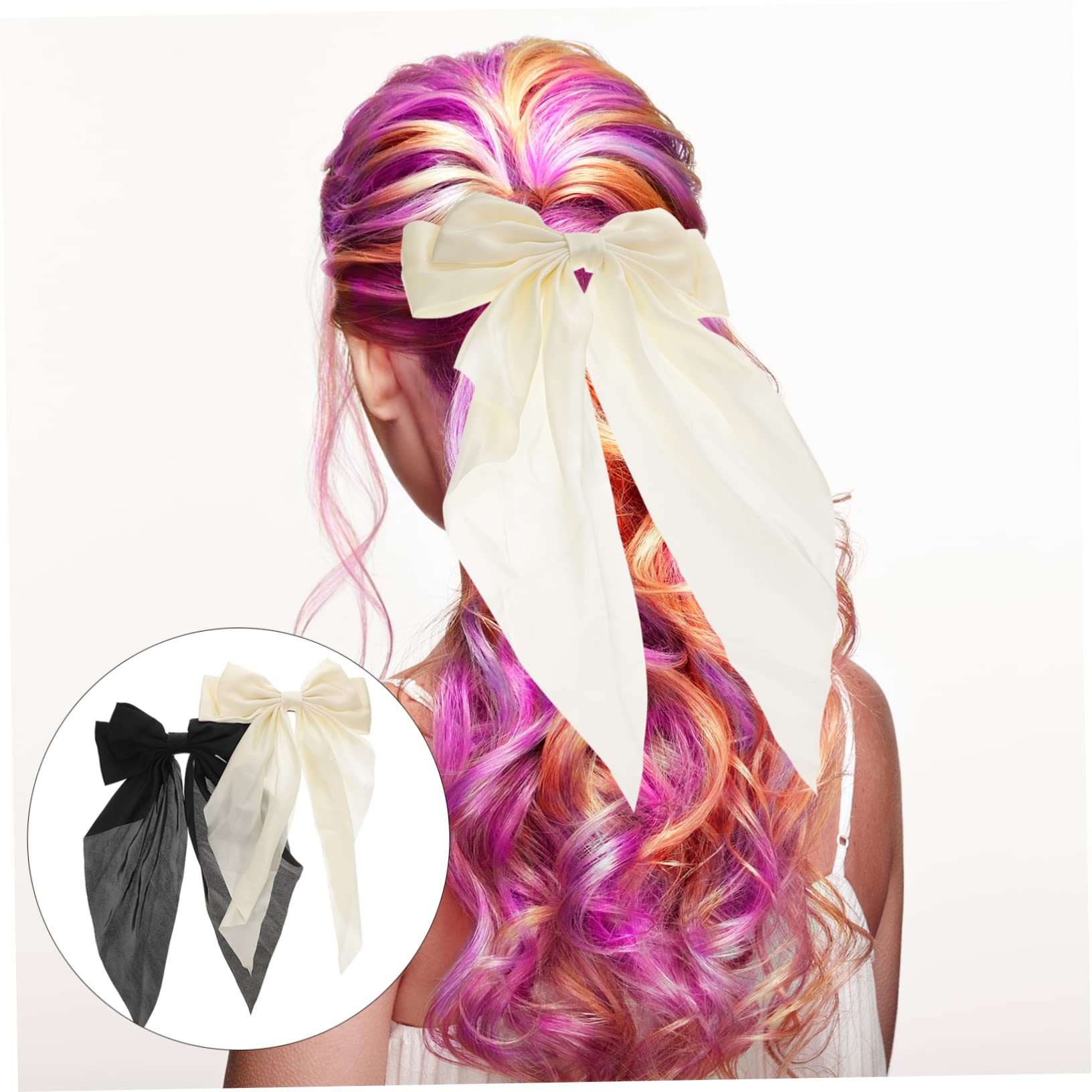 WOONEKY Women's Hair Barrettes - 2pcs Large Bow Hair Clips, Black Metal Hairpins for Women & Girls - Perfect for Parties, Weddings, Work & Everyday Styling