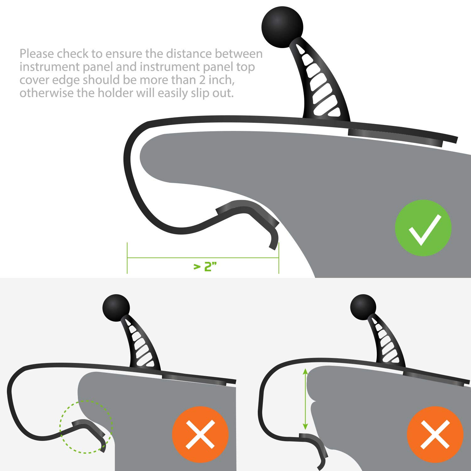 Universal Car Phone Holder Dash Mount - Adjustable Dashboard Phone Stand Clip for iPhone, Samsung Galaxy, Google Pixel & All Smartphones - Perfect for Hands-Free Driving, GPS Navigation & Safe Commuting
