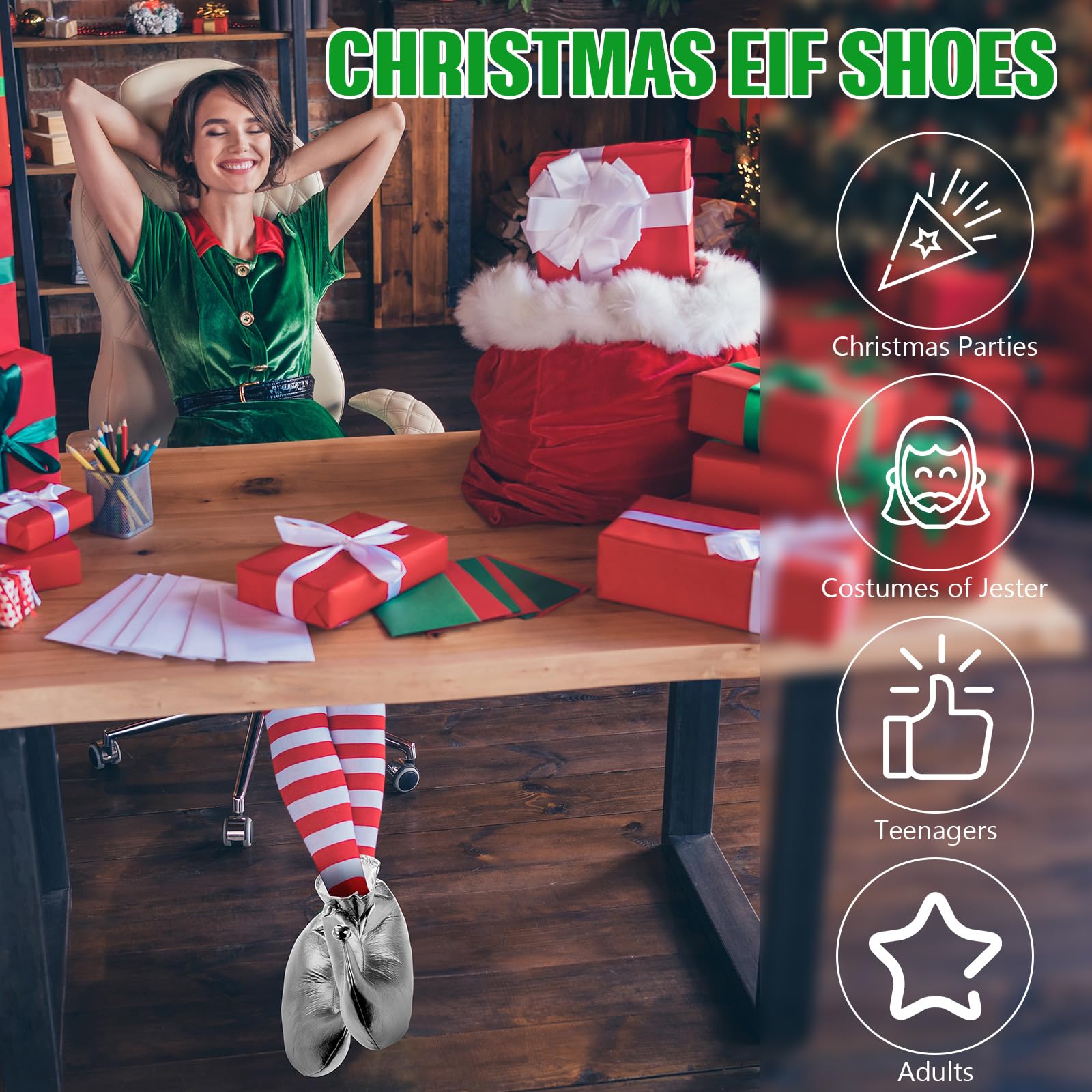 Elf Shoes for Adults - Jester Costume Shoes for Christmas & Cosplay - Novelty Deluxe Accessories for Holiday Parties & Themed Events