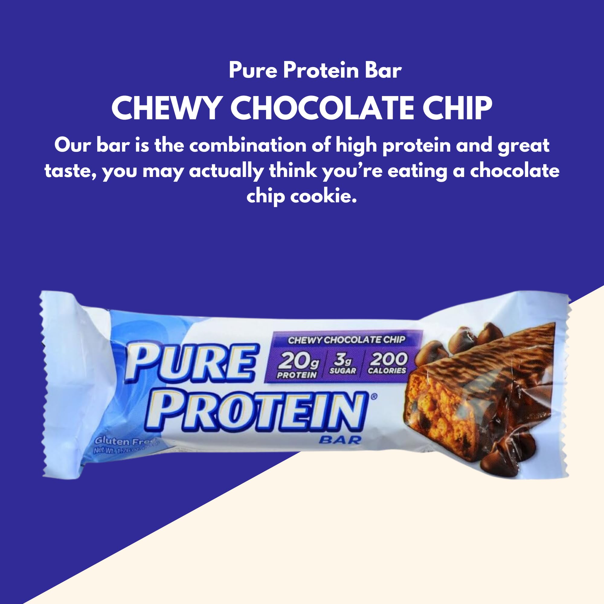 Pure Protein Bar - Chocolate Chip Flavor, 1.76oz (12 Pack) | High Protein Snack for Weight Loss, Muscle Recovery & On-the-Go Energy | Gym, Work, Hiking & Travel