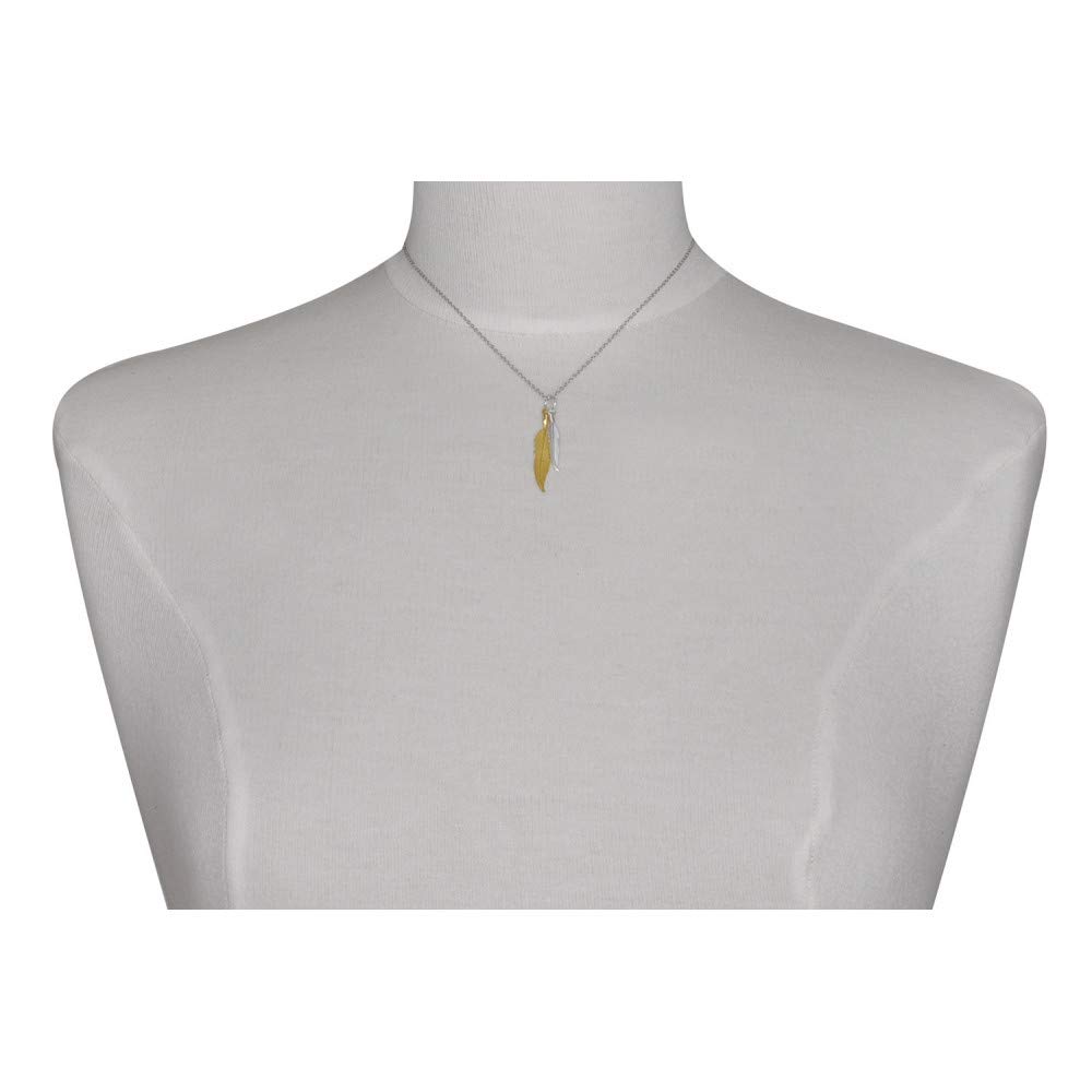 Elegant Sterling Silver & Gold Plated Feather Necklace - 42cm Adjustable Chain for Women | Perfect for Casual Wear, Parties & Gifts