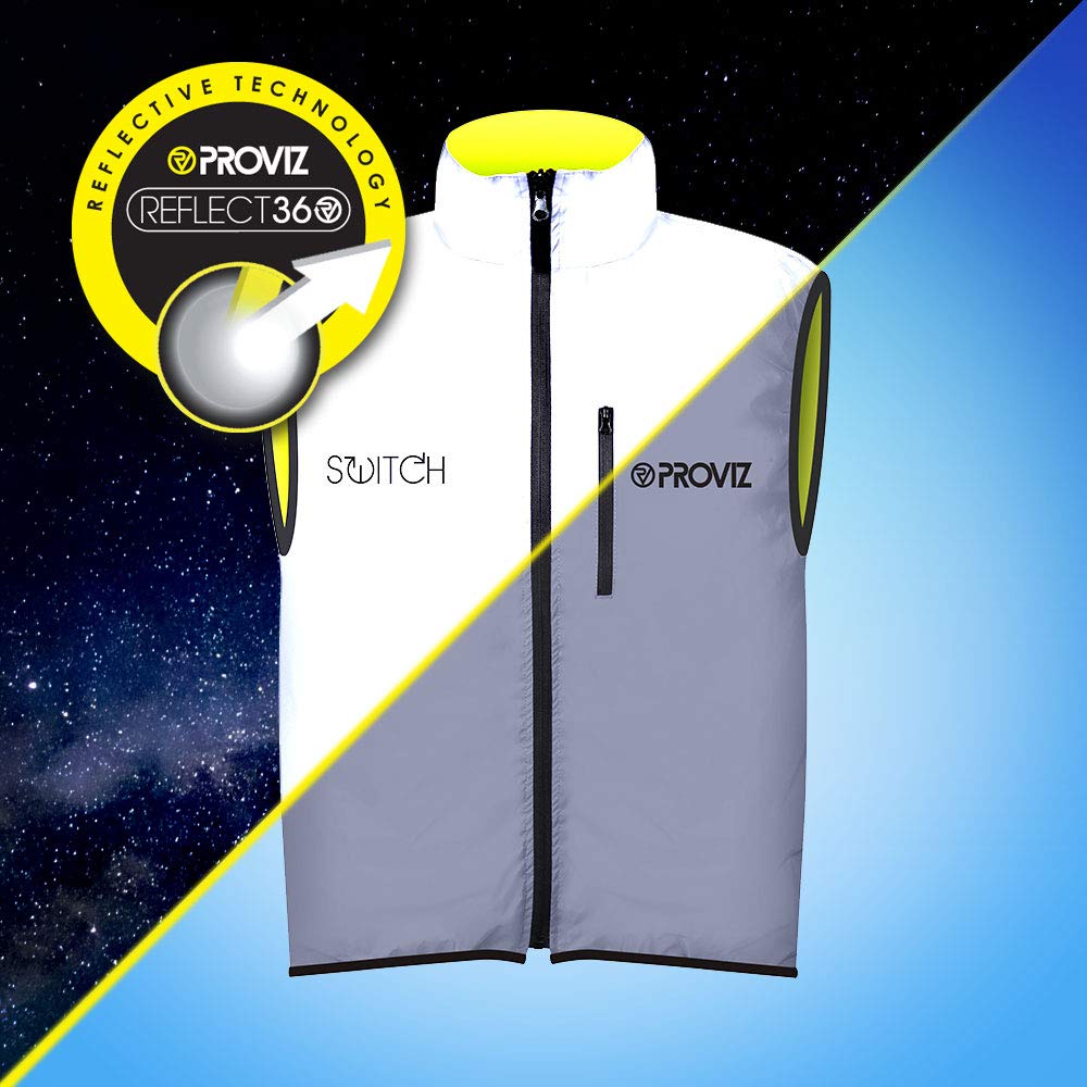 Proviz Men's Switch Cycling Vest - High Visibility Reflective Running Jacket for Night Safety - Perfect for Cycling, Jogging & Outdoor Activities