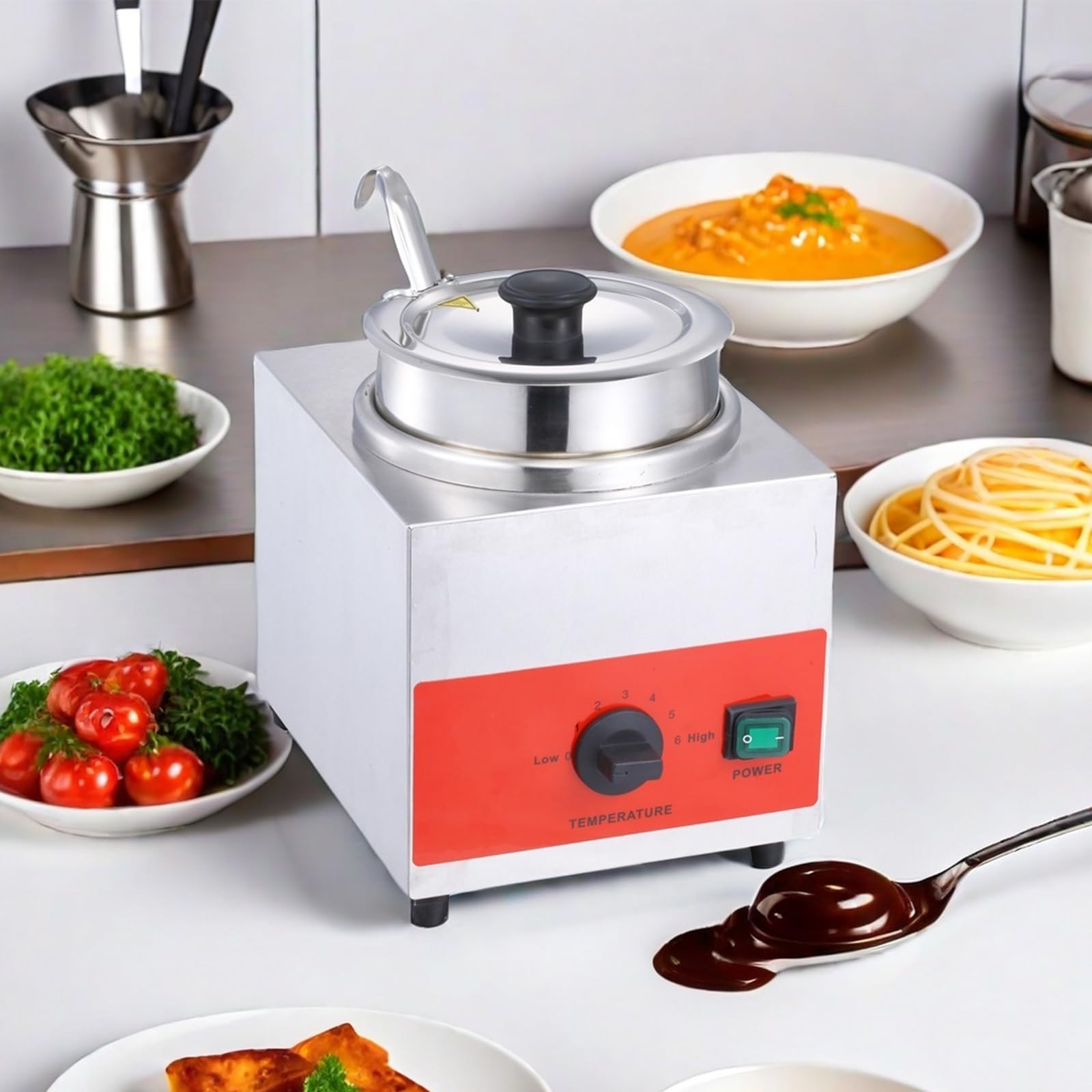 Electric Cheese Dispenser & Hot Fudge Warmer - 10 Can Capacity Food Warmer for Nachos, Sauce, Soup, Caramel, Popcorn Butter & Chocolate - Perfect for Restaurants, Movie Nights & Party Snack Stations (Includes Ladle)