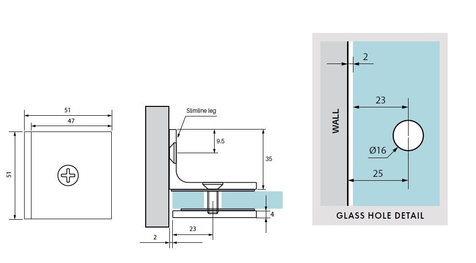 Square Slimline Offset Wall Bracket for Frameless Glass Shower Screens - Matt Black | Secure & Stylish Mounting Solution for Modern Bathrooms