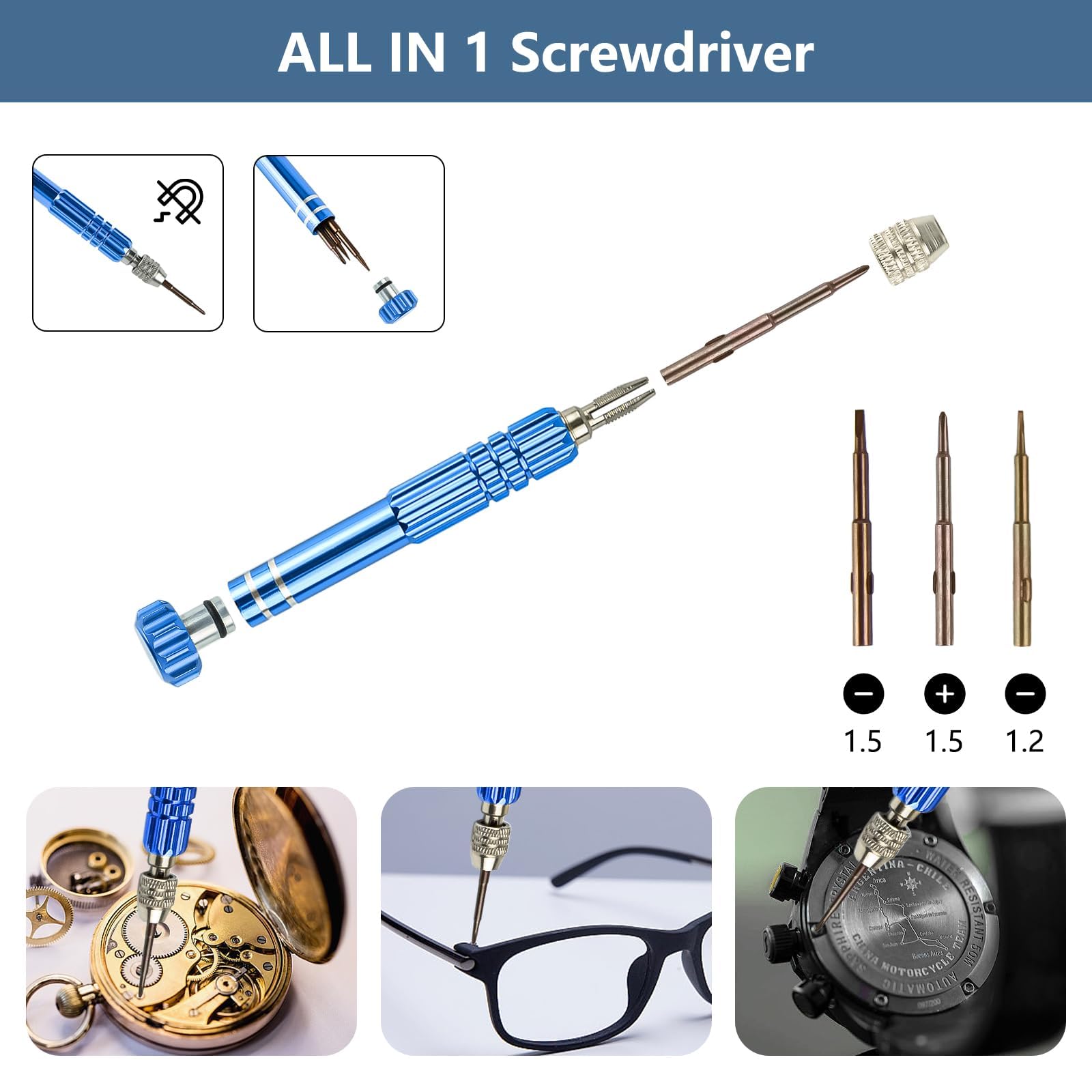 6 in 1 Professional Watch Repair Kit with Watch Press Tool & Battery Replacement - Includes Watch Back Remover, Case Opener & Adjustable Tools for DIY Watch Maintenance - Perfect for Watchmakers, Jewelers & Home Watch Repair Enthusiasts