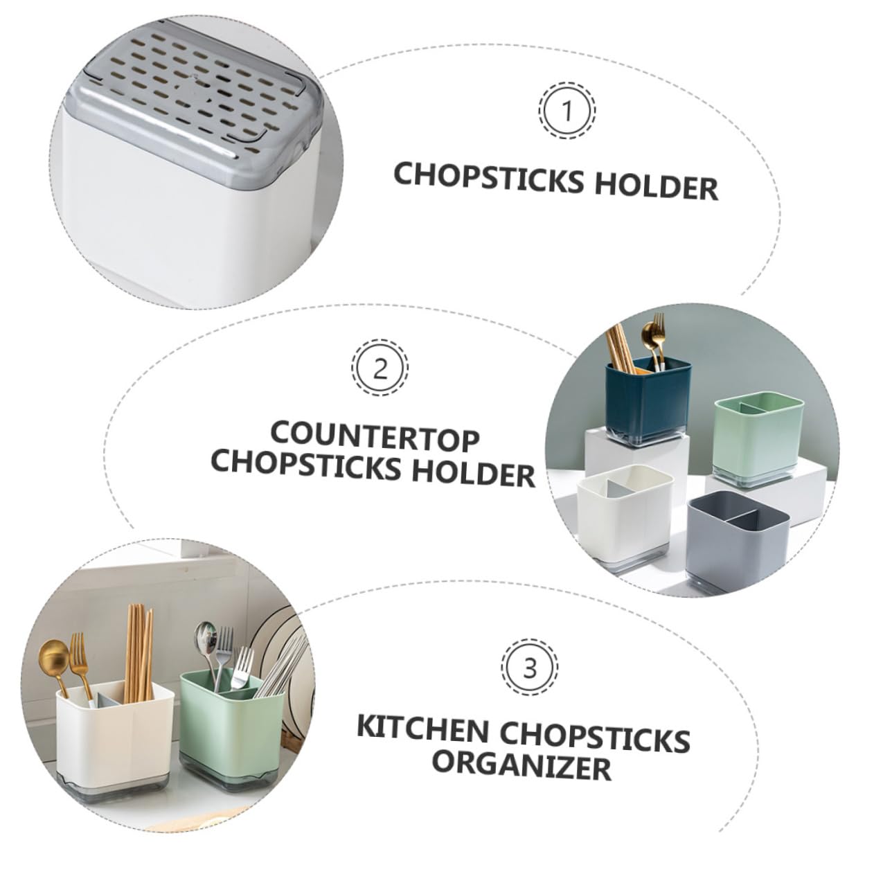 Hemoton 1-Piece White PP Chopstick & Utensil Holder - Sponge & Cutlery Organizer for Kitchen Sink, Dish Rack & Countertop - Perfect for Asian Dining, Dishwashing & Kitchen Storage