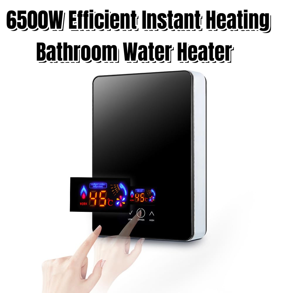6500W Instant Electric Tankless Water Heater - 220V Digital On-Demand Hot Water System for Shower, Bathroom & Dorm - Fast 3-Second Heating, Energy Efficient, Space Saving Design - Perfect for Homes, Apartments & Small Spaces
