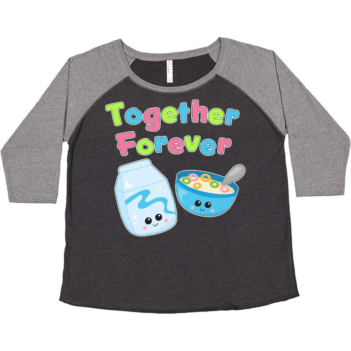Together Forever Milk & Cereal Graphic Plus Size Women's T-Shirt | Cute Couple Matching Outfit | Comfortable Casual Wear for Date Night & Family Gatherings