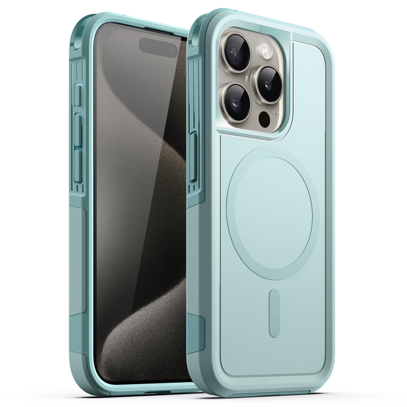 JETech iPhone 15 Pro 6.1-Inch Case with MagSafe | Heavy Duty Dual-Layer Rugged Protection | Shockproof Magnetic Cover (Mint Green) | Perfect for Outdoor Adventures & Daily Protection
