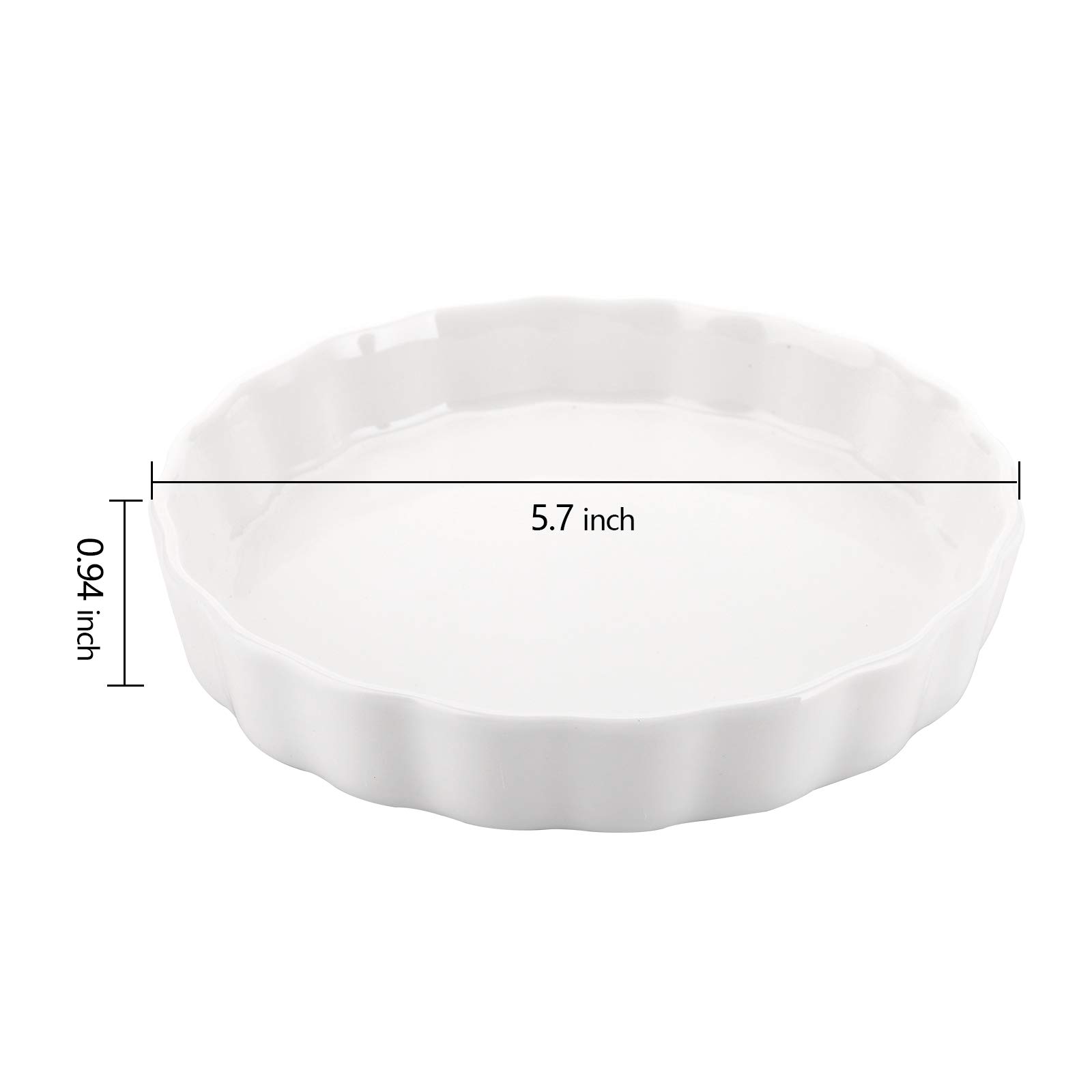 Foraineam 6-Pack 8oz Porcelain Ramekins - Creme Brulee & Mini Quiche Dishes, 6-Inch Round Tart Pans for Baking Pies, Tarts & Desserts | Oven & Dishwasher Safe | Perfect for Home Baking, Restaurant Use & Party Serving