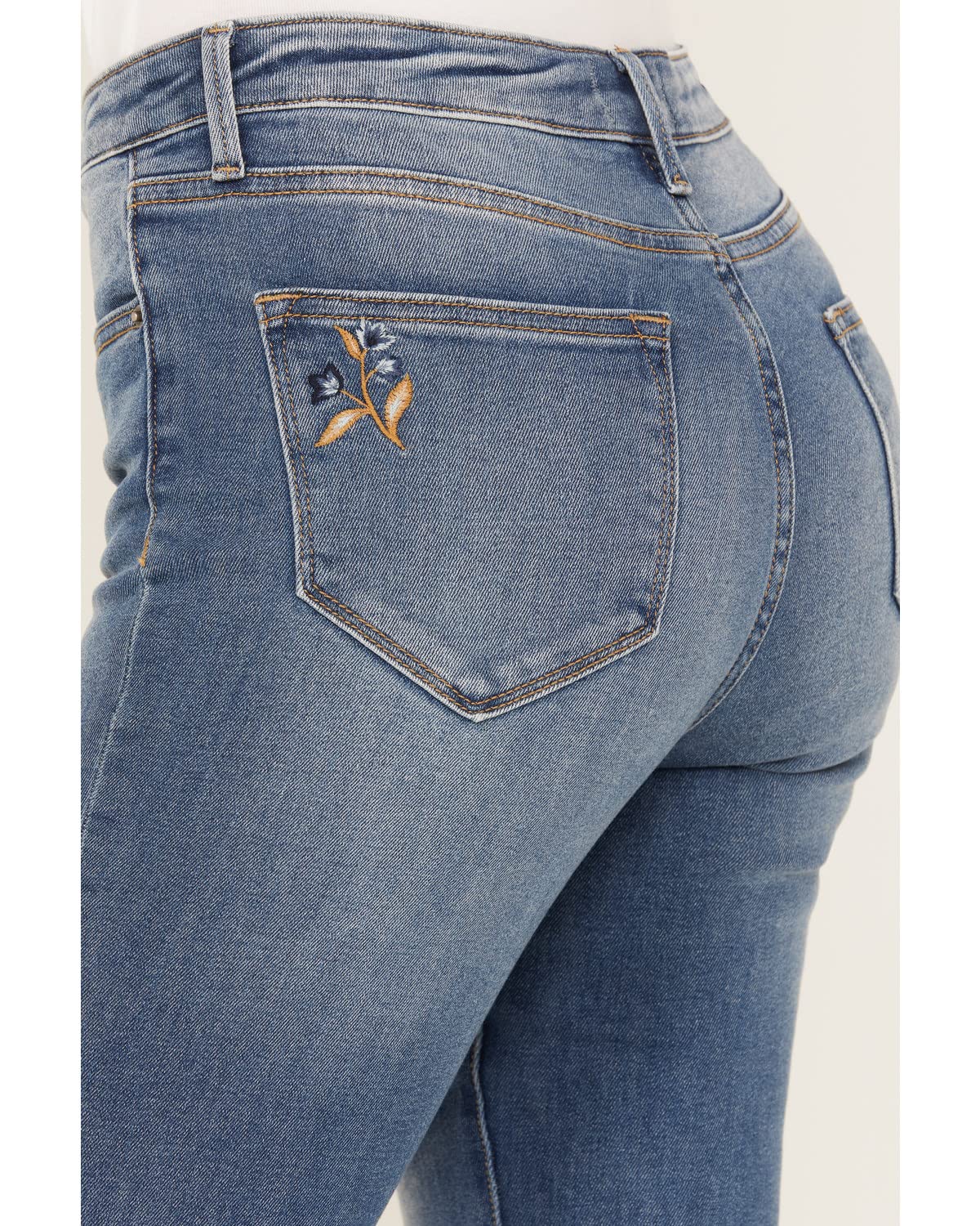 Women's High Rise Flare Jeans - Medium Wash 29x34 for Casual Wear