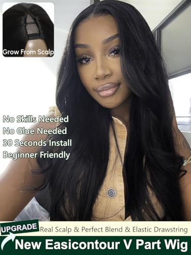 Seamless Edge Vpart Yaki Straight Wig Natural Color