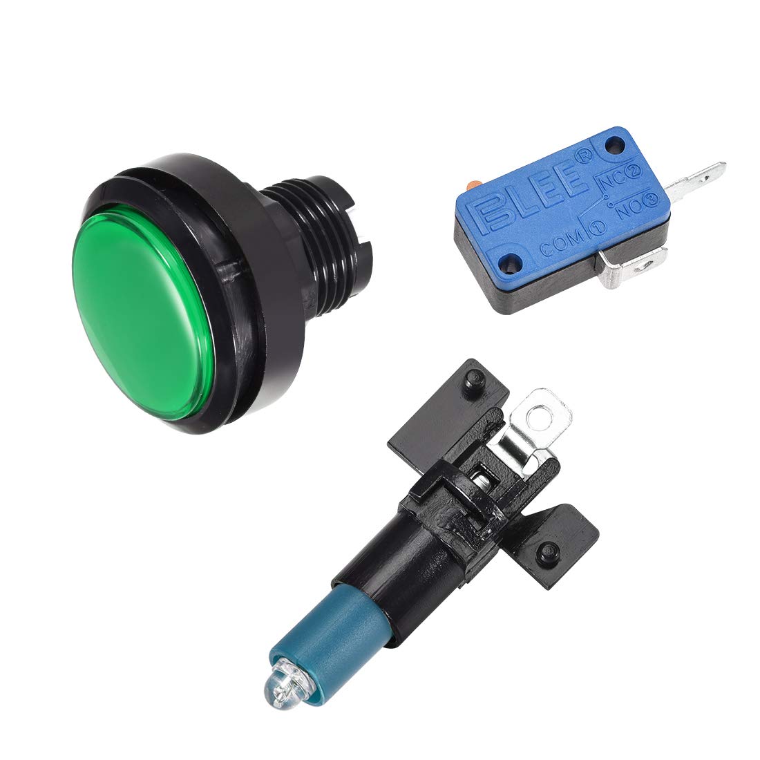 46mm Round 12V LED Illuminated Arcade Push Button Switch with Micro Switch - Green (5 Pack) for Video Games, DIY Arcade Cabinet & Home Gaming Setup