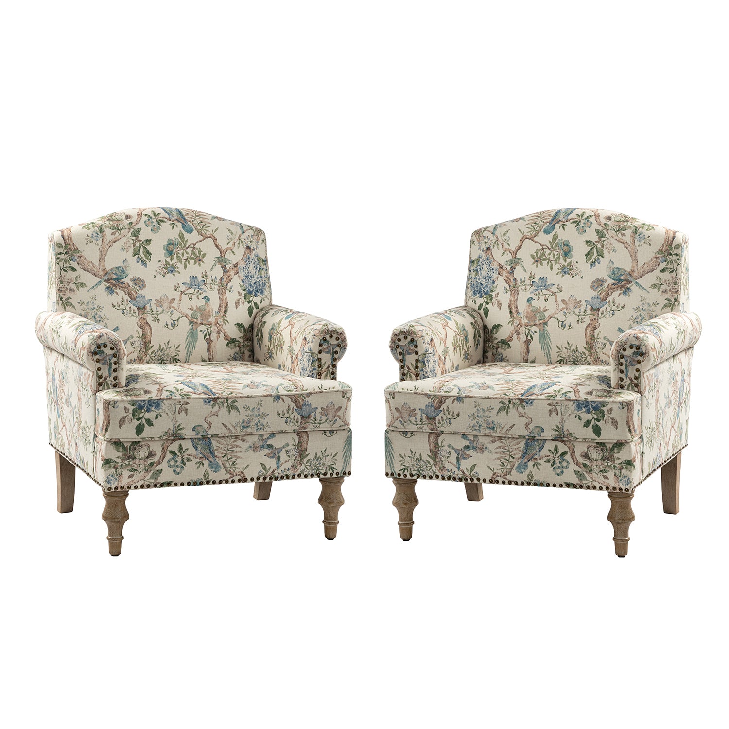 Raphael Farmhouse Armchair with Wooden Legs - Sturdy Frame Accent Chair for Living Room, Bedroom & Office (Multiple Styles Available)