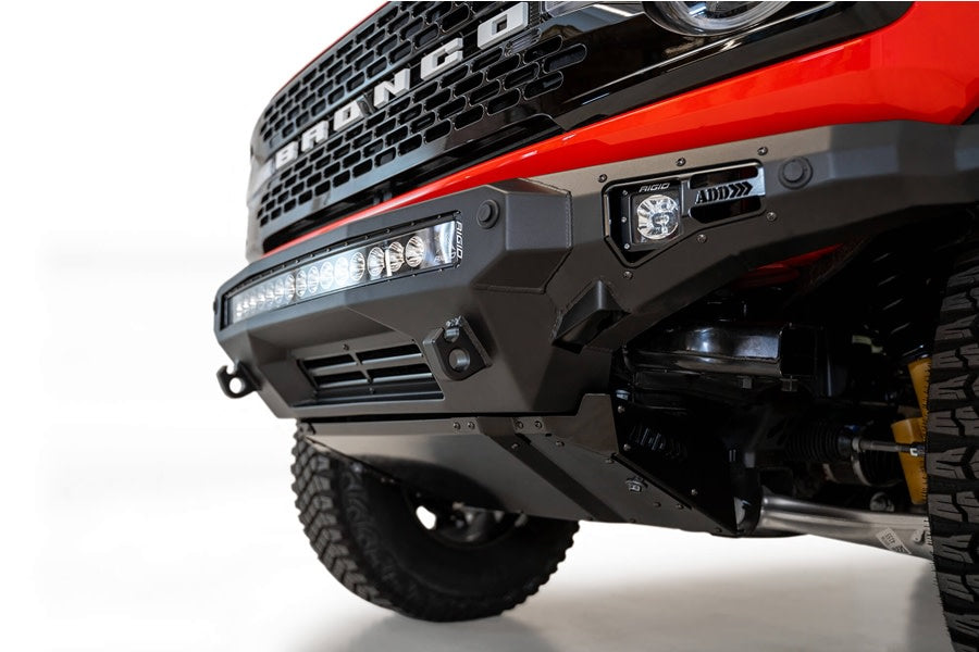Ford Bronco Stealth Fighter Front Bumper by Addictive Desert Designs - Heavy Duty Off-Road Protection for Rock Crawling & Trail Adventures