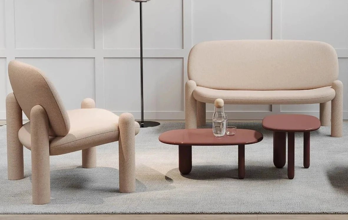 Driade Tottori Armchair - Modern Lounge Chair for Living Room, Bedroom & Office - Comfortable Upholstered Accent Chair with Wooden Legs