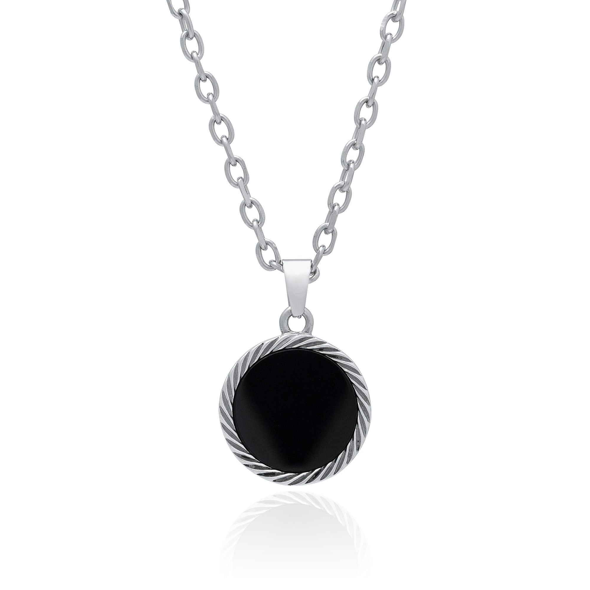 Onyx Medallion Pendant Necklace for Men & Women - Black Stone Jewelry Gift for Birthday, Anniversary - Perfect for Casual Wear, Formal Events & Spiritual Protection