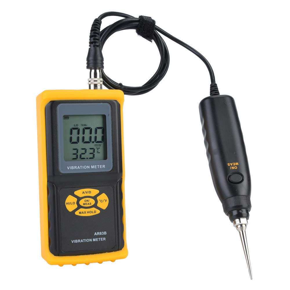 AR63B LCD Digital Vibration Tester - Handheld Split Vibrometer with Intelligent Accelerometer for Power Plants & Petrochemical Industry | Vibration Meter Analyzer for Machinery Maintenance & Equipment Monitoring