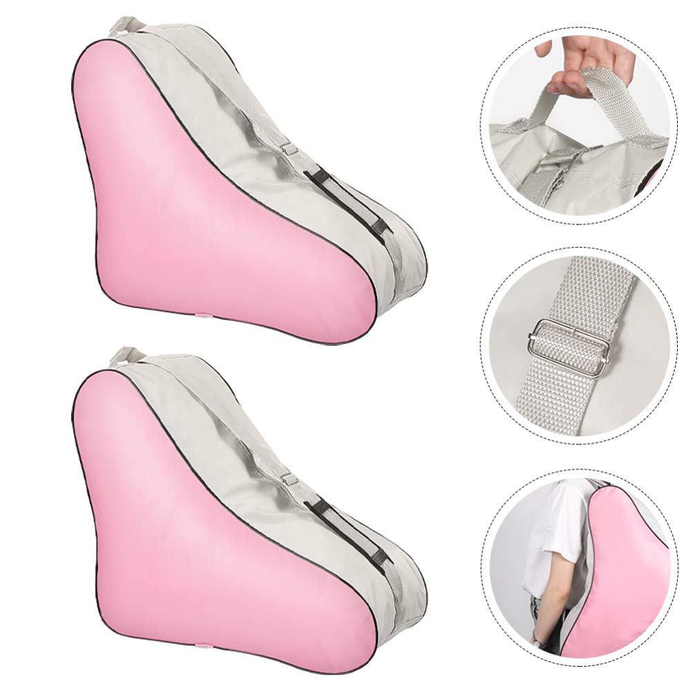 Veemoon 2PCS Pink Roller Skate Bags - Durable Ice Skates Backpack & Tote for Roller Skating Storage - Perfect for Rink, Park & Travel Accessories