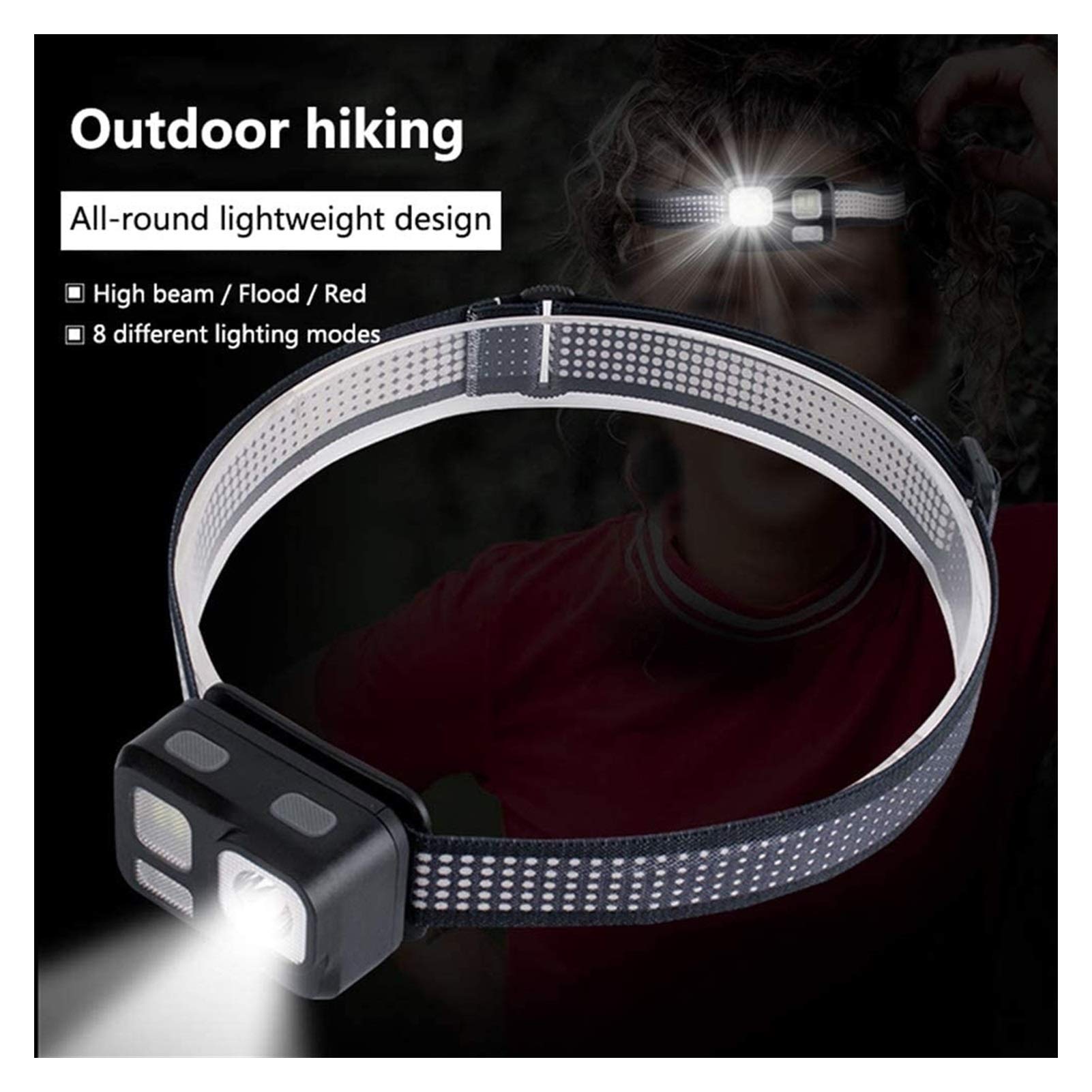 LED Headlamp Flashlight with Red Light - Waterproof Adjustable Headlight for Adults & Kids - Perfect for Running, Hiking, Camping, Reading & Outdoor Activities - Hands-Free Lighting Solution for Night Adventures