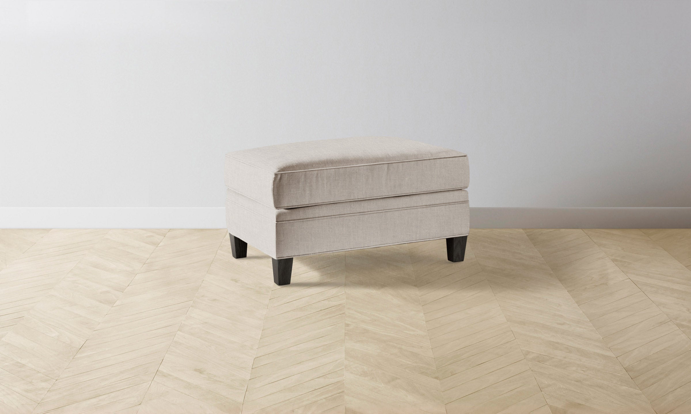 Carmine Ottoman with Heritage Belgian Linen Summit - Premium Footstool for Living Room, Bedroom & Lounge Decor