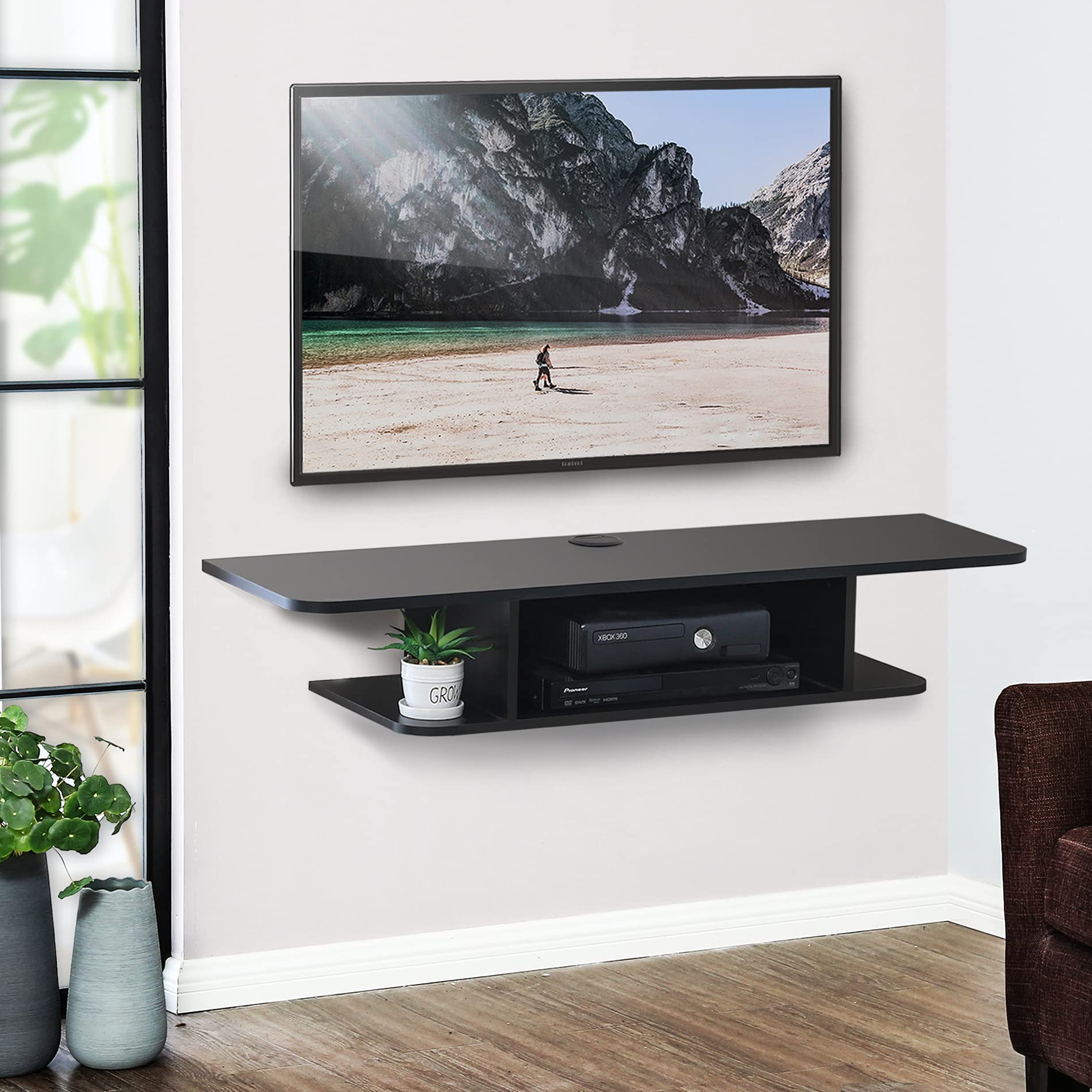 FITUEYES Floating TV Stand for 55 Inch TVs - Wall Mounted Media Console & Wood Storage Cabinet - Modern Entertainment Center for Living Room, Bedroom, Home Theater - Black