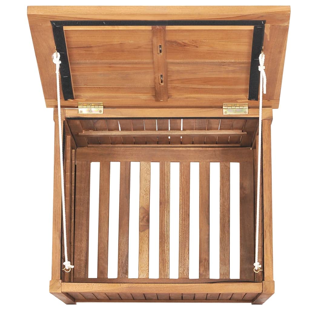 Premium Teak Wood Patio Storage Box with Waterproof Lining - 23.6