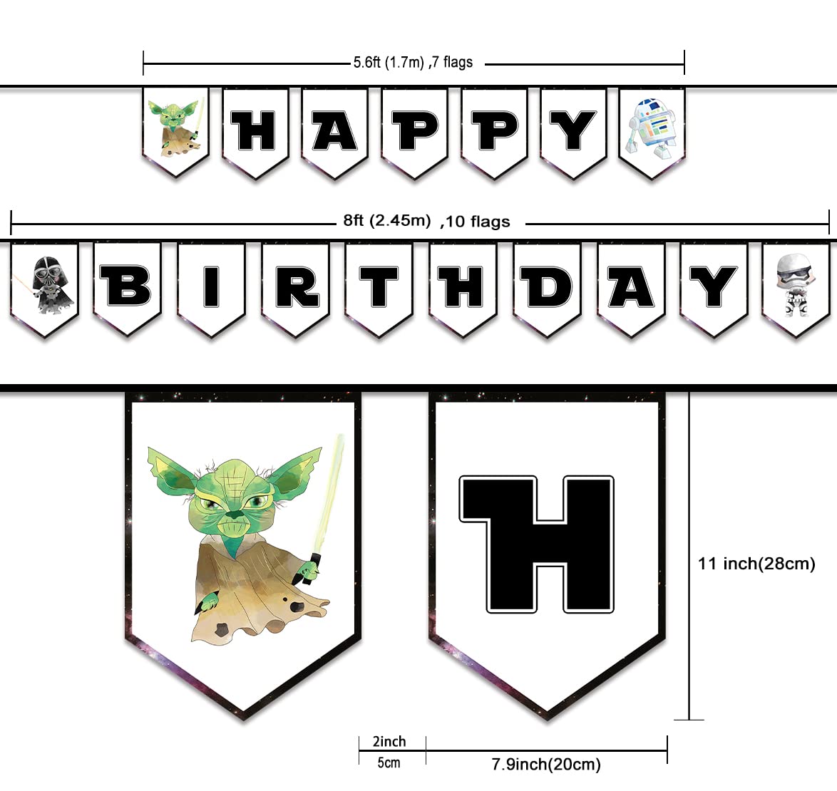 Star Wars Birthday Banner - Mandalorian & Yoda Themed Party Decor for Kids, Teens & Adults | Universe Wars Backdrop for Boys Birthday Party Supplies | Perfect for Baby Showers, Themed Parties & Special Celebrations