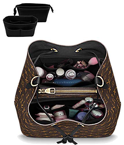 LEXSION 2-Pack Purse Organizer Insert for Louis Vuitton NeoNoe Noé Series - Premium Black Bag Organizer | Perfect for Travel, Work & Daily Use