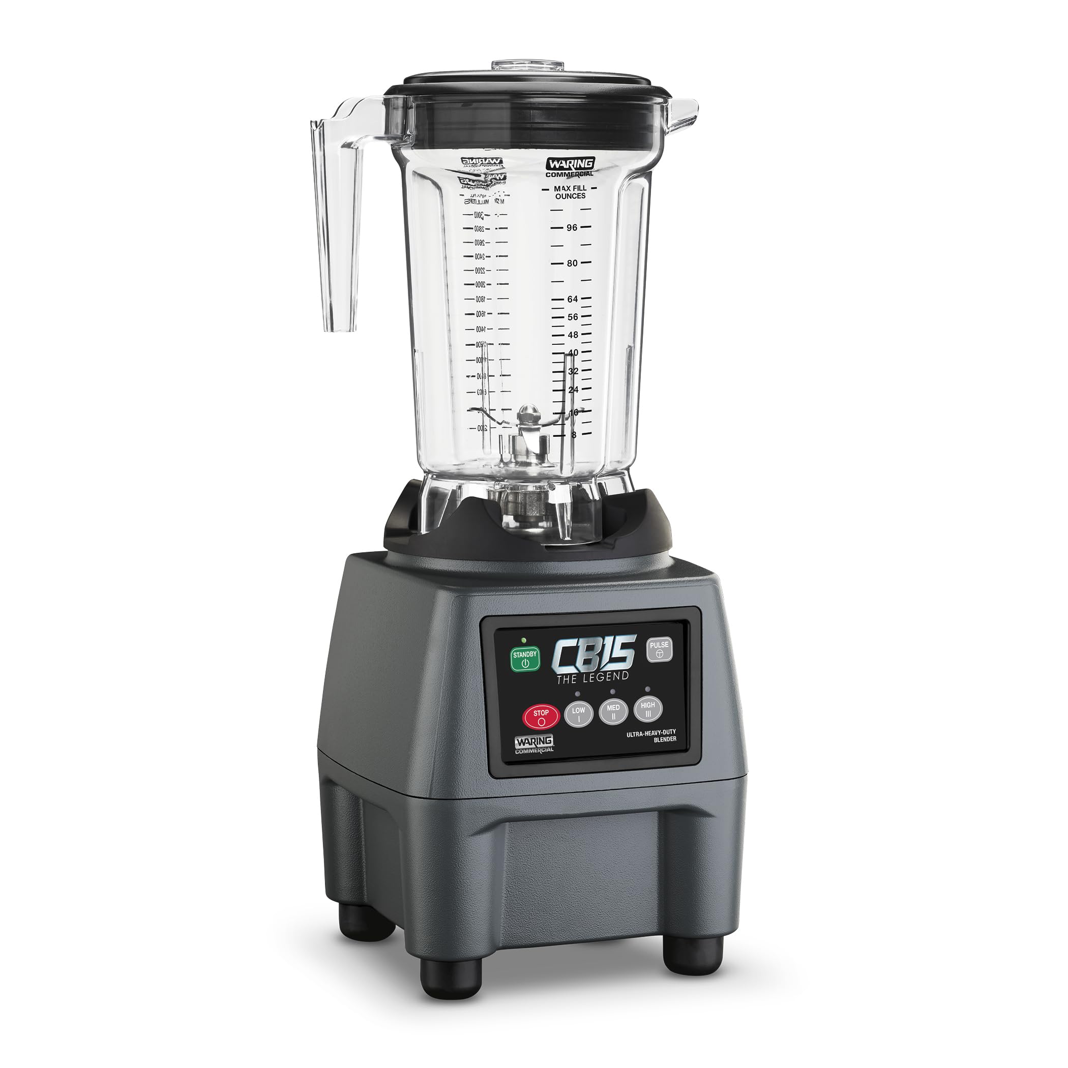 Waring Commercial CB15P 3.75 HP Heavy Duty Blender with BPA-Free 1 Gallon Container - Stainless Steel Black - 120V Electric Touchpad Controls - Perfect for Smoothies, Juices & Commercial Kitchen Use