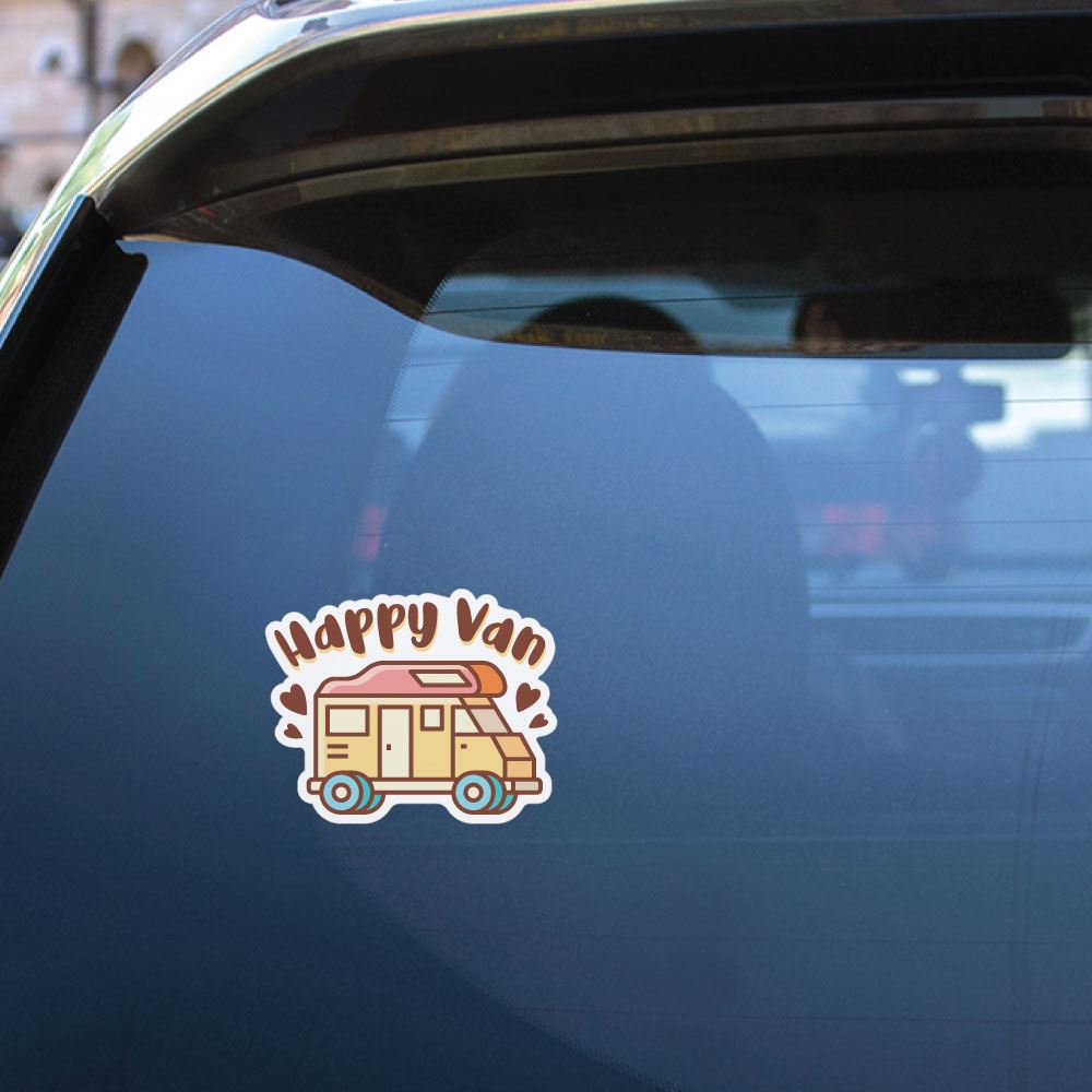 Happy Van Sticker Decal - Waterproof Vinyl Decals for Cars, Laptops & Windows - Perfect for Vehicle Decoration, Personalizing Electronics & Home Decor