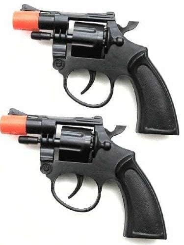 Toy Cap Gun Set - 2 Pack Police Style .38 Super Cap 8-Shot Revolvers for Kids Pretend Play & Costume Dress-Up