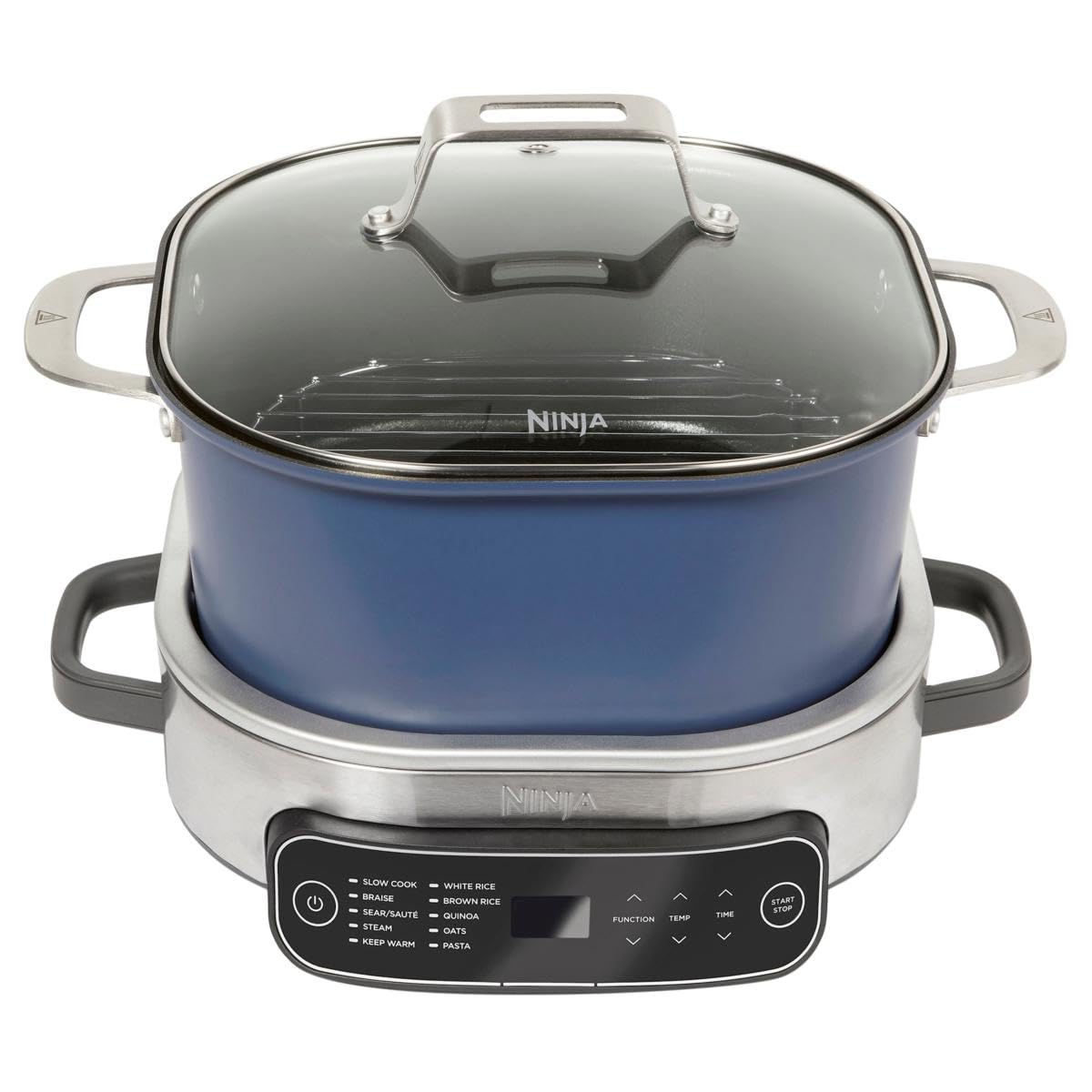 Ninja MC1101 Foodi 8-in-1 Multi-Cooker Pro | 6.5 QT Family Size Pressure Cooker & Air Fryer Combo | Faster Cooking with Adjustable Temp Control | Replaces 10 Kitchen Appliances | Midnight Blue (Renewed) | Perfect for Quick Meals, Meal Prep & Family Dinners
