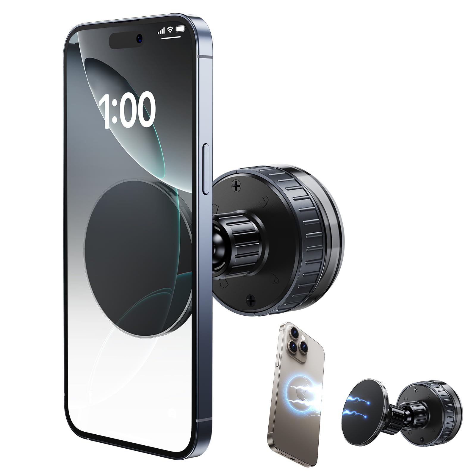 Magnetic Suction Cup Shower Phone Holder - Waterproof Bathroom Mirror Mount for iPhone 16/15/14/13/12 & MagSafe Phones | Wall Stick Phone Stand for Shower, Makeup Mirror & Bathroom Use