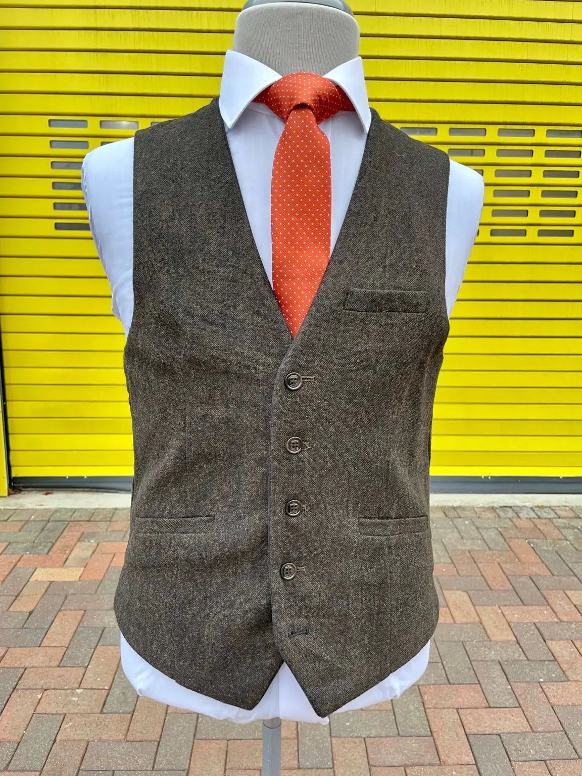 Cavani Men's Slim Fit Tweed Waistcoat Vest | Formal & Casual Style | Perfect for Weddings, Business Meetings & Office Wear