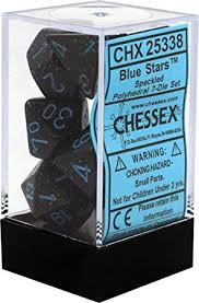 Chessex Polyhedral 7-Dice Set - Speckled Blue Stars Dice for D&D, RPG, MTG & Board Games | Perfect for Tabletop Gaming & Collectors