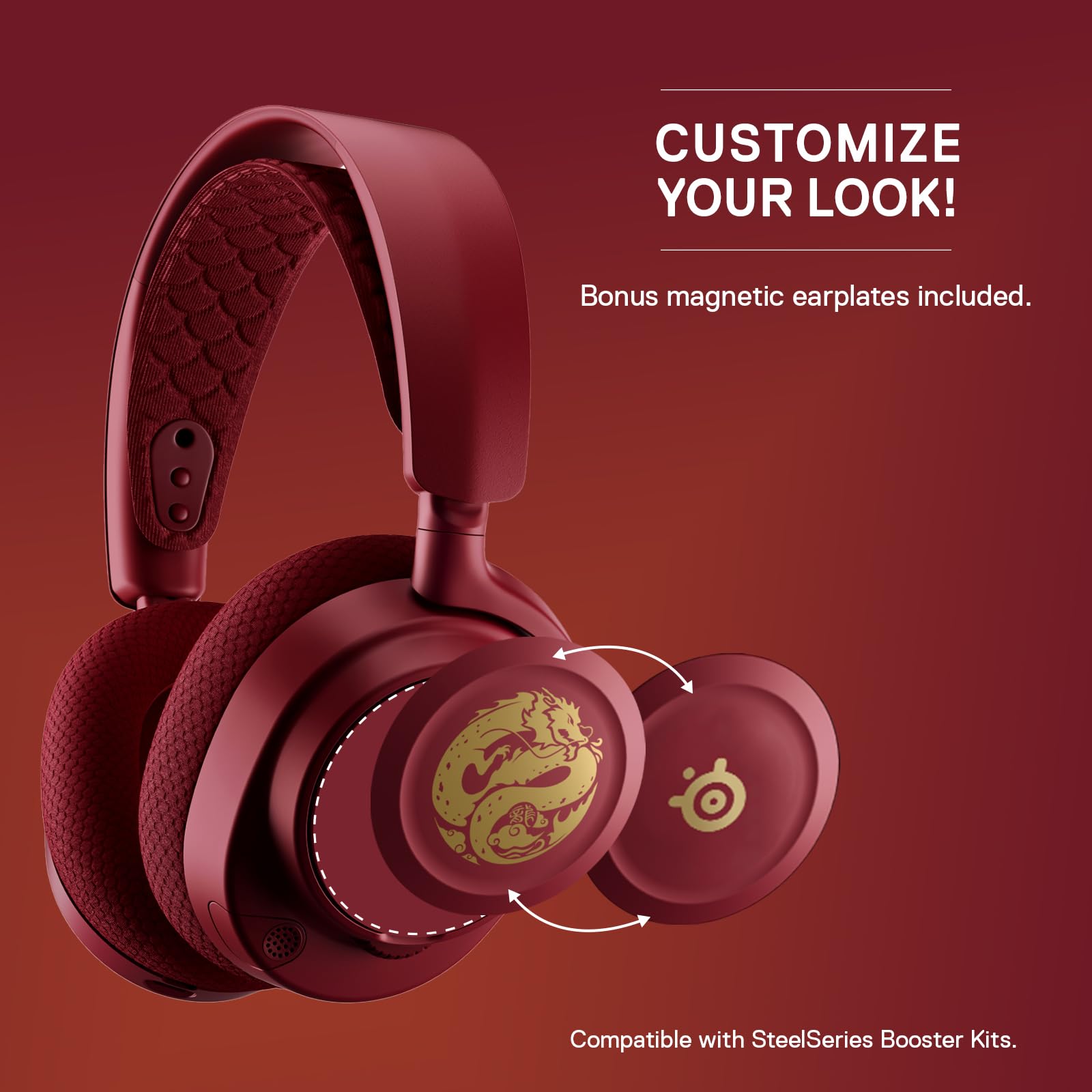 SteelSeries Arctis Nova 7 Wireless Gaming Headset - Dragon Edition with 2 Speaker Plates | Dual Wireless 2.4GHz & Bluetooth | 38-Hour Battery | Multi-Platform for PC, PS5, Mac, Switch & Mobile | Perfect for Competitive Gaming & Streaming
