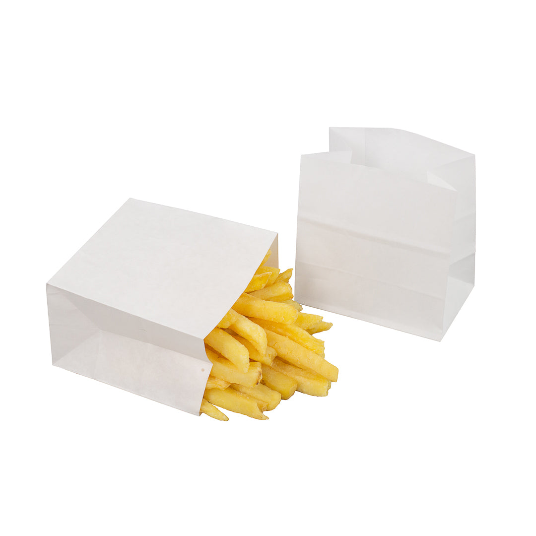 White Paper Small Snack Bags 4x2.25x3.75 Inches - 100 Count Box | Eco-Friendly Disposable Food Pouches for Parties, Picnics & School Lunches