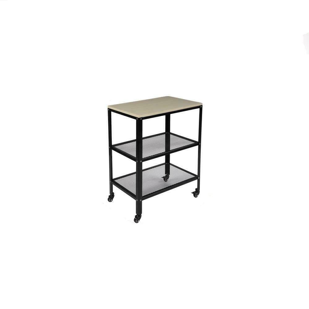 3-Tier Metal Rolling Utility Cart with Wheels - Mobile Storage Organizer Trolley for Kitchen, Bathroom & Office - Microwave Stand, Baker's Rack & Wall Shelving Unit - Perfect for Home Organization & Small Space Storage