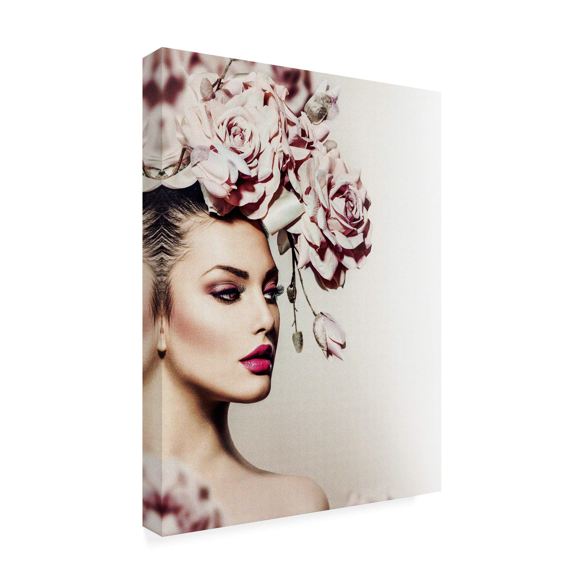 Trademark Fine Art IC01782-C3547GG 'Rose Woman' by Incado - 35x47 Inch Canvas Wall Art - Elegant Floral Painting for Living Room, Bedroom & Office Decor