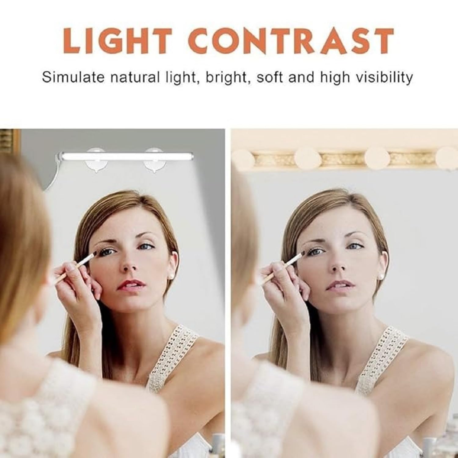 PANIXIA LED Makeup Mirror with Suction Cups - Dimmable Vanity Lighting for Bathroom & Dressing Table | Portable Cosmetic Mirror with Adjustable Brightness | Perfect for Makeup Application, Skincare Routine & Hair Styling